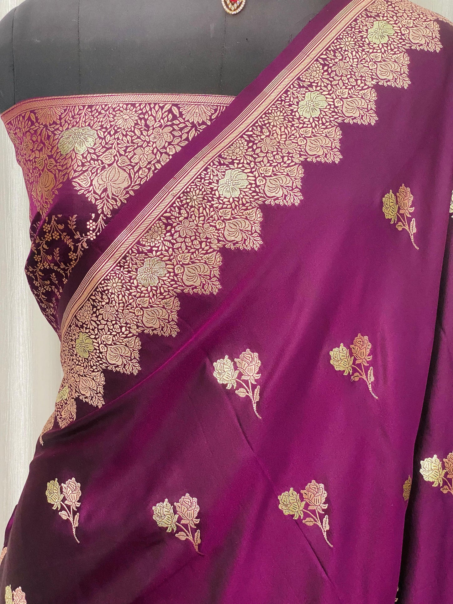 Banarasi Mashru Silk Saree Purple