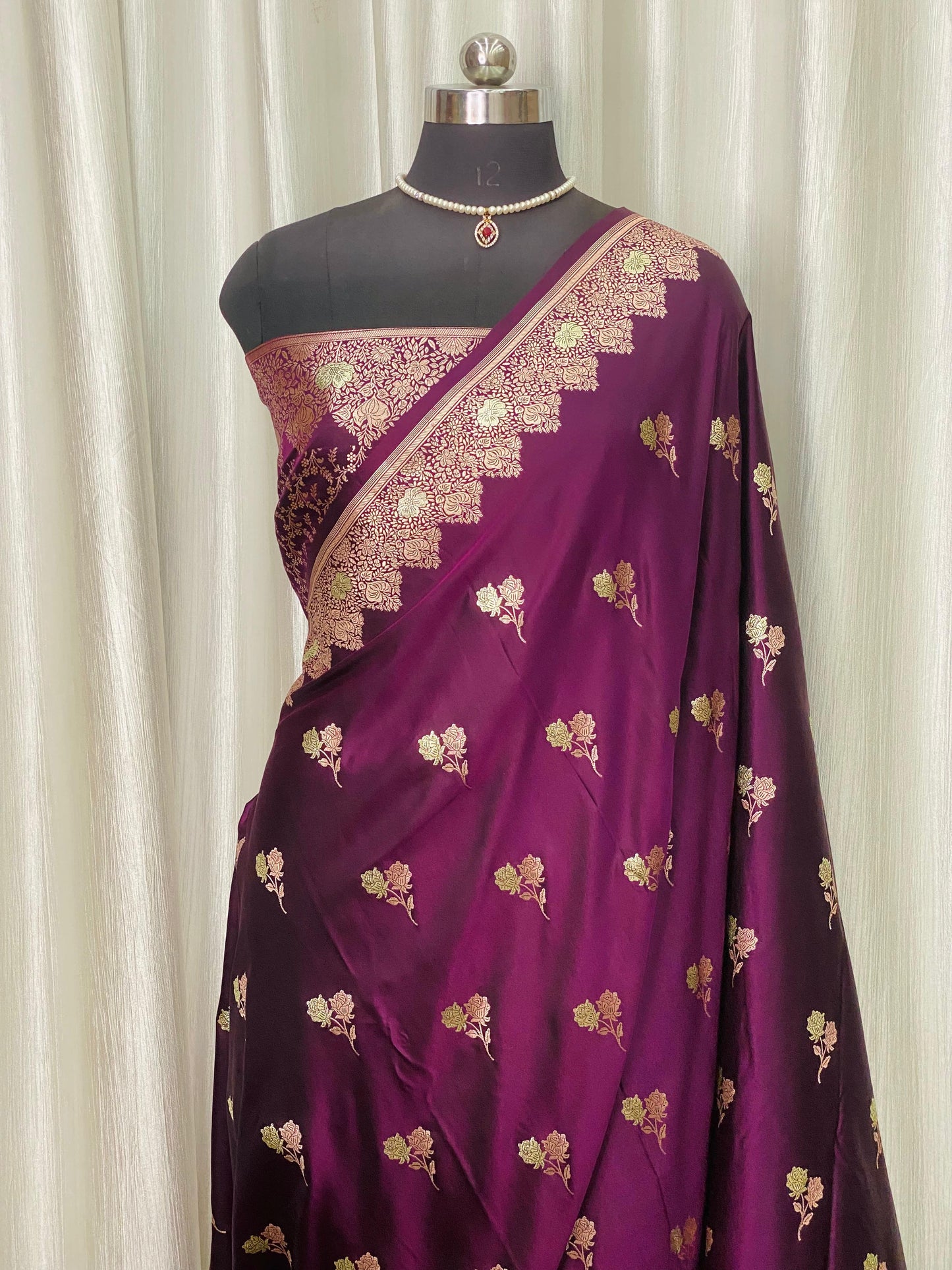 Banarasi Mashru Silk Saree Purple