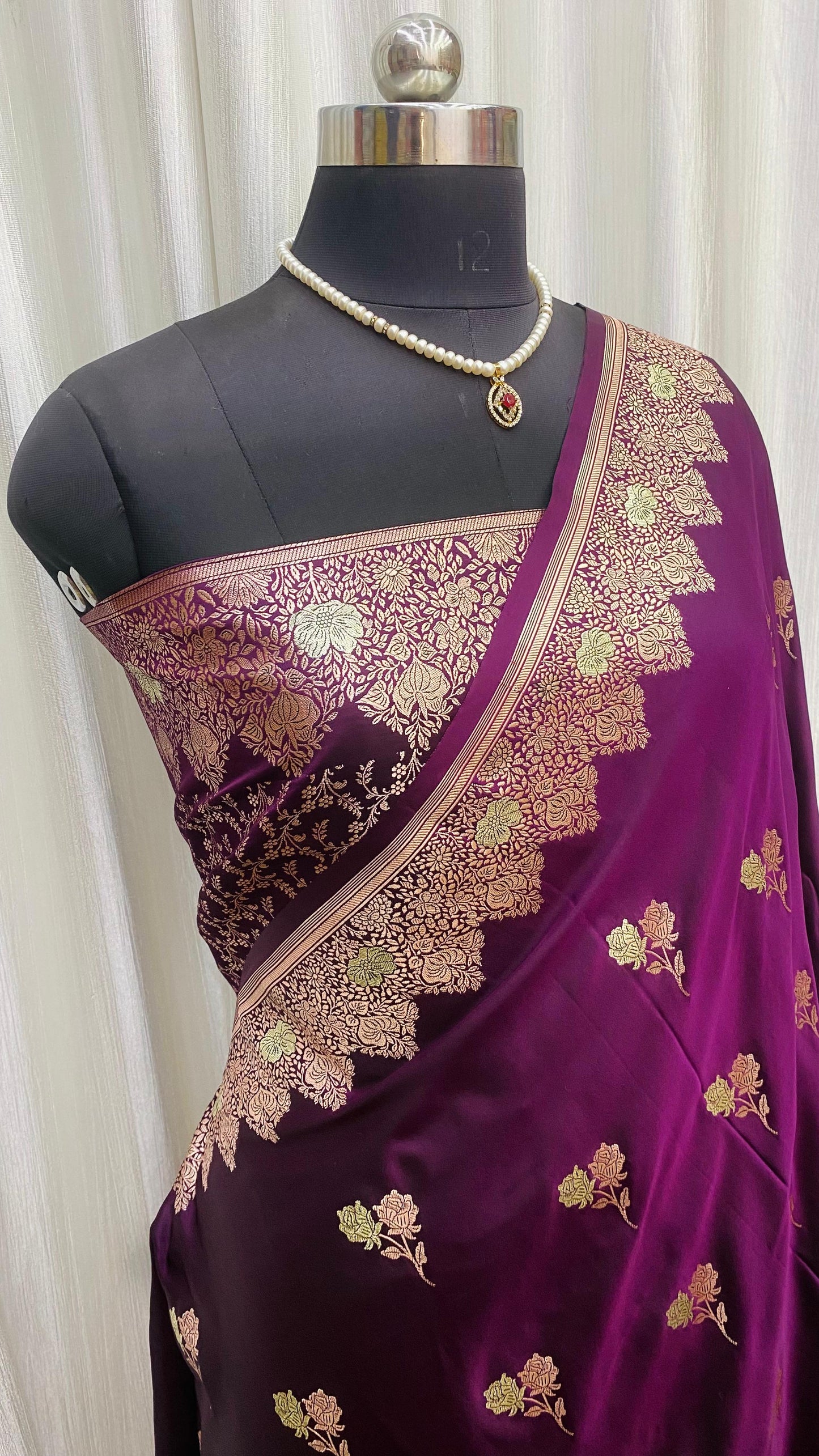 Banarasi Mashru Silk Saree Purple