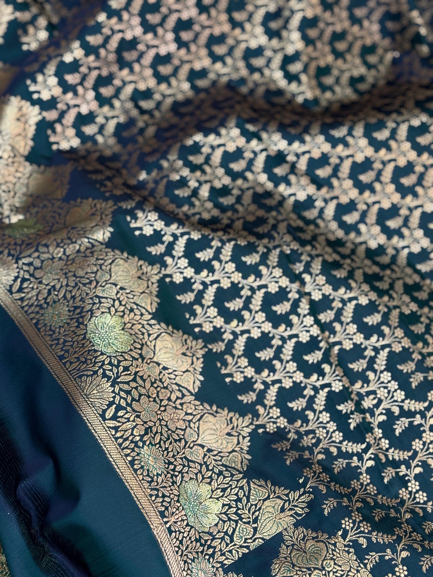 Banarasi Mashru Silk Saree Deep Blue