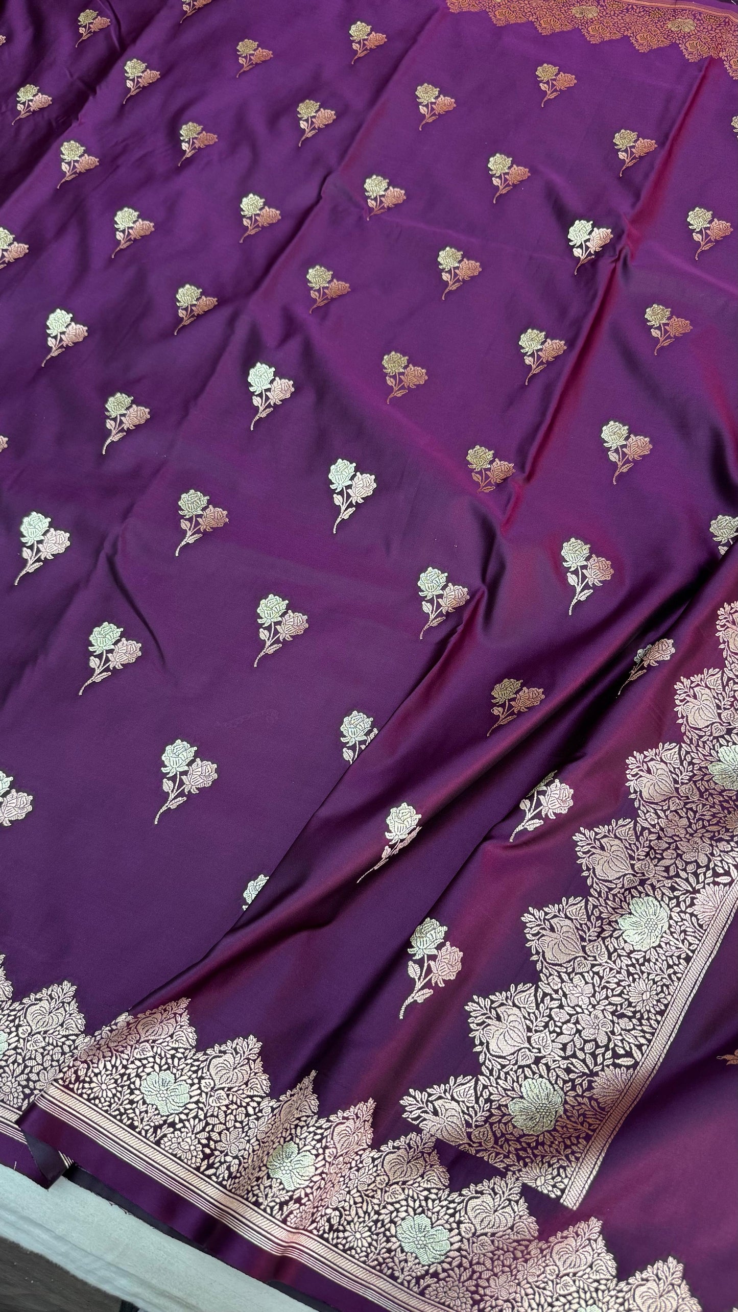 Banarasi Mashru Silk Saree Purple