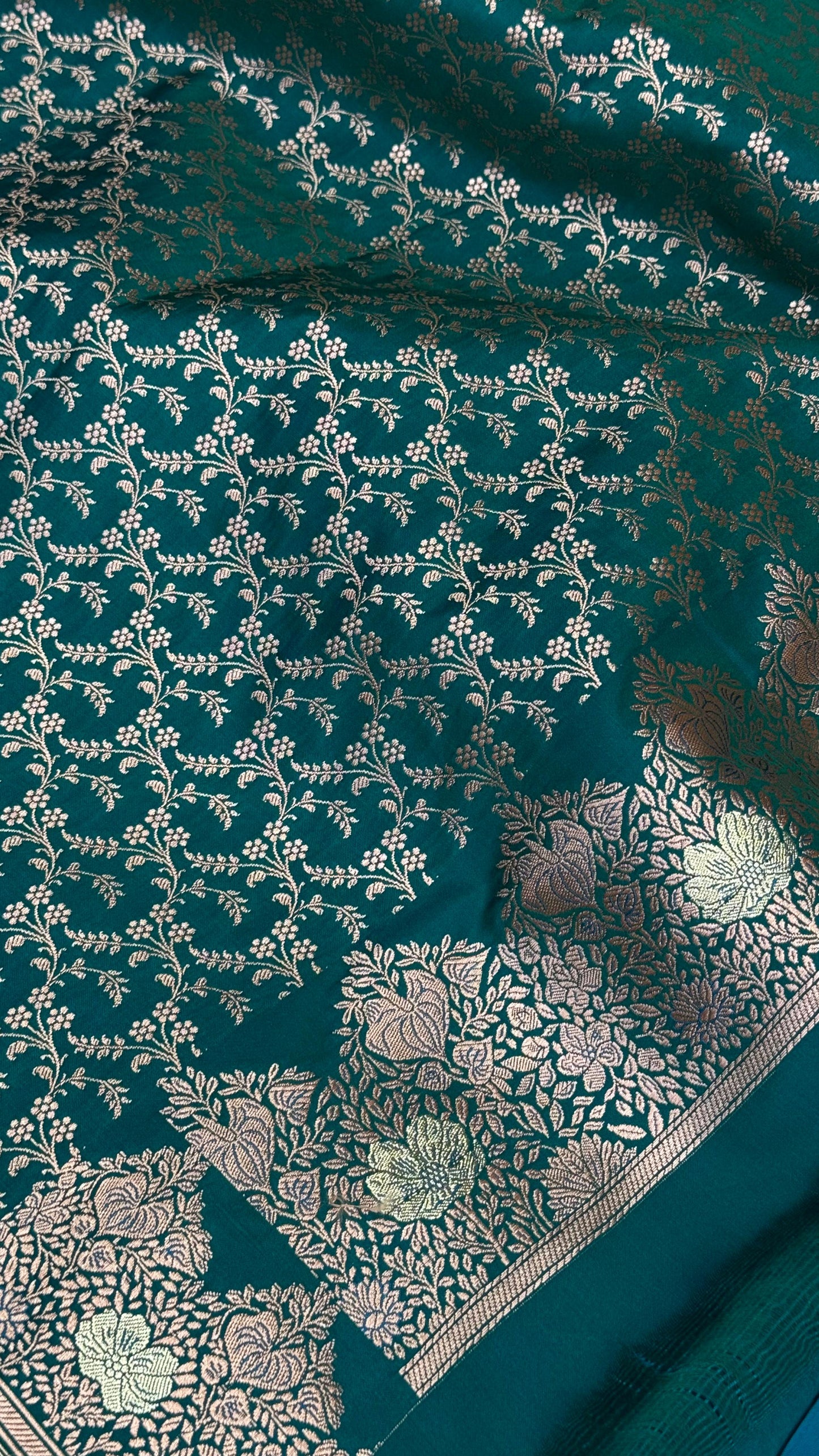 Banarasi Mashru Silk Saree Aqua Blue
