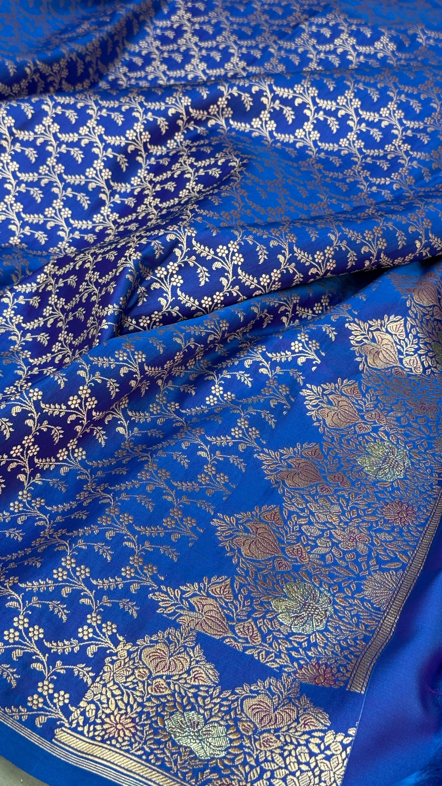 Banarasi Mashru Silk Saree Peacock Blue