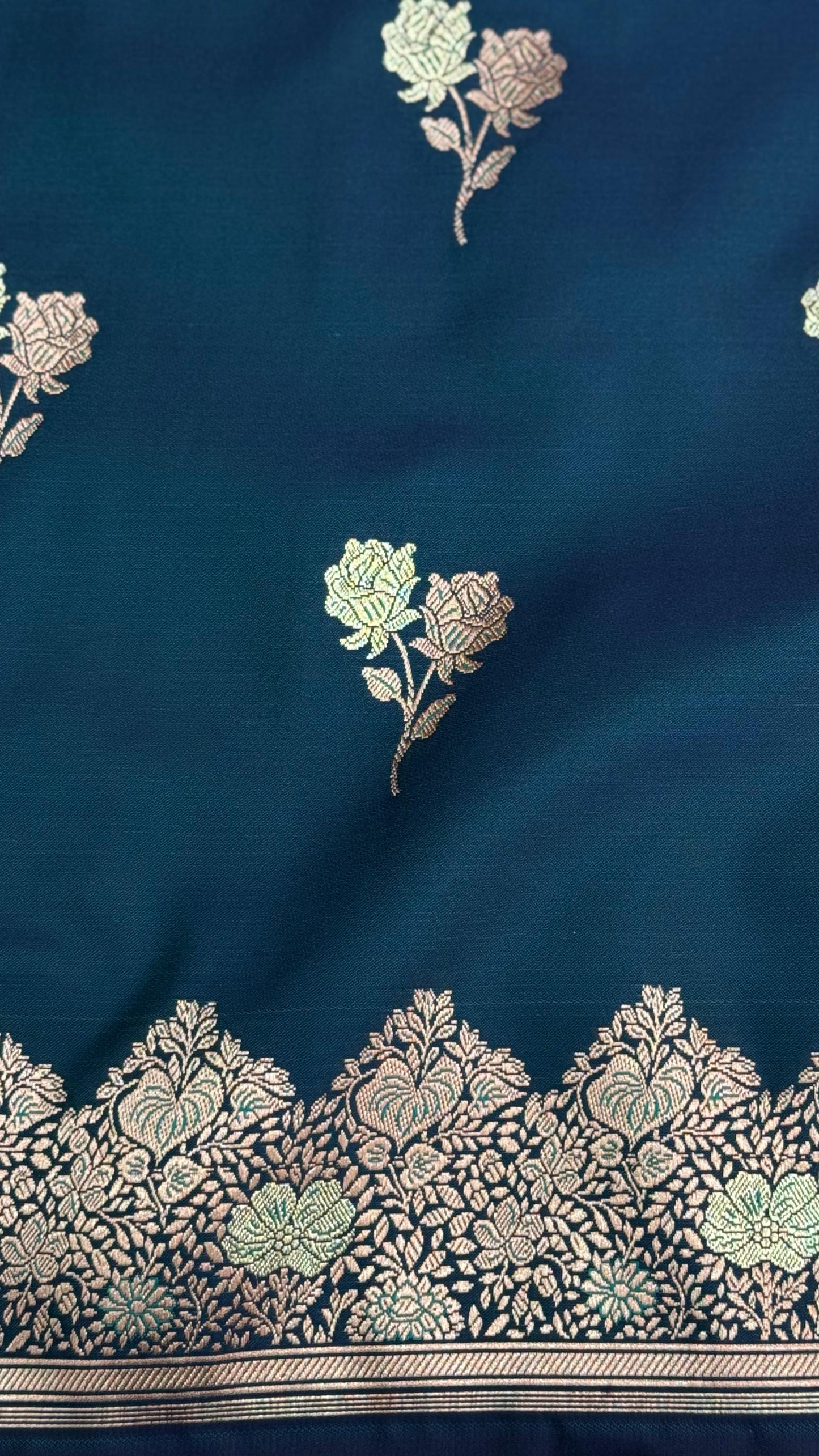 Banarasi Mashru Silk Saree Deep Blue