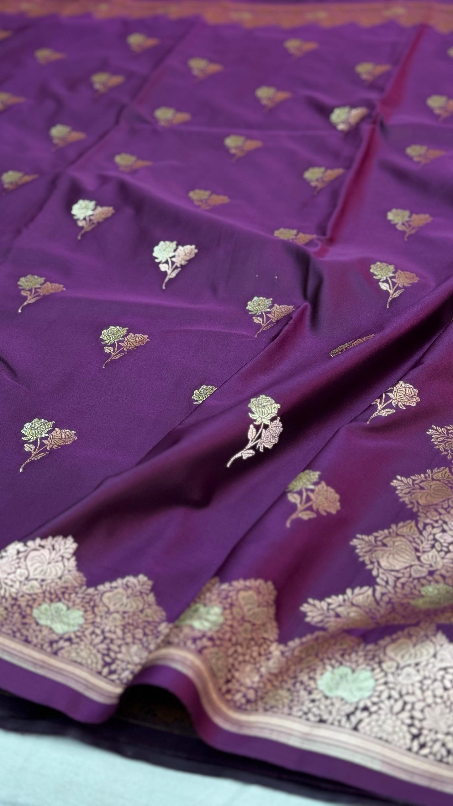 Banarasi Mashru Silk Saree Purple