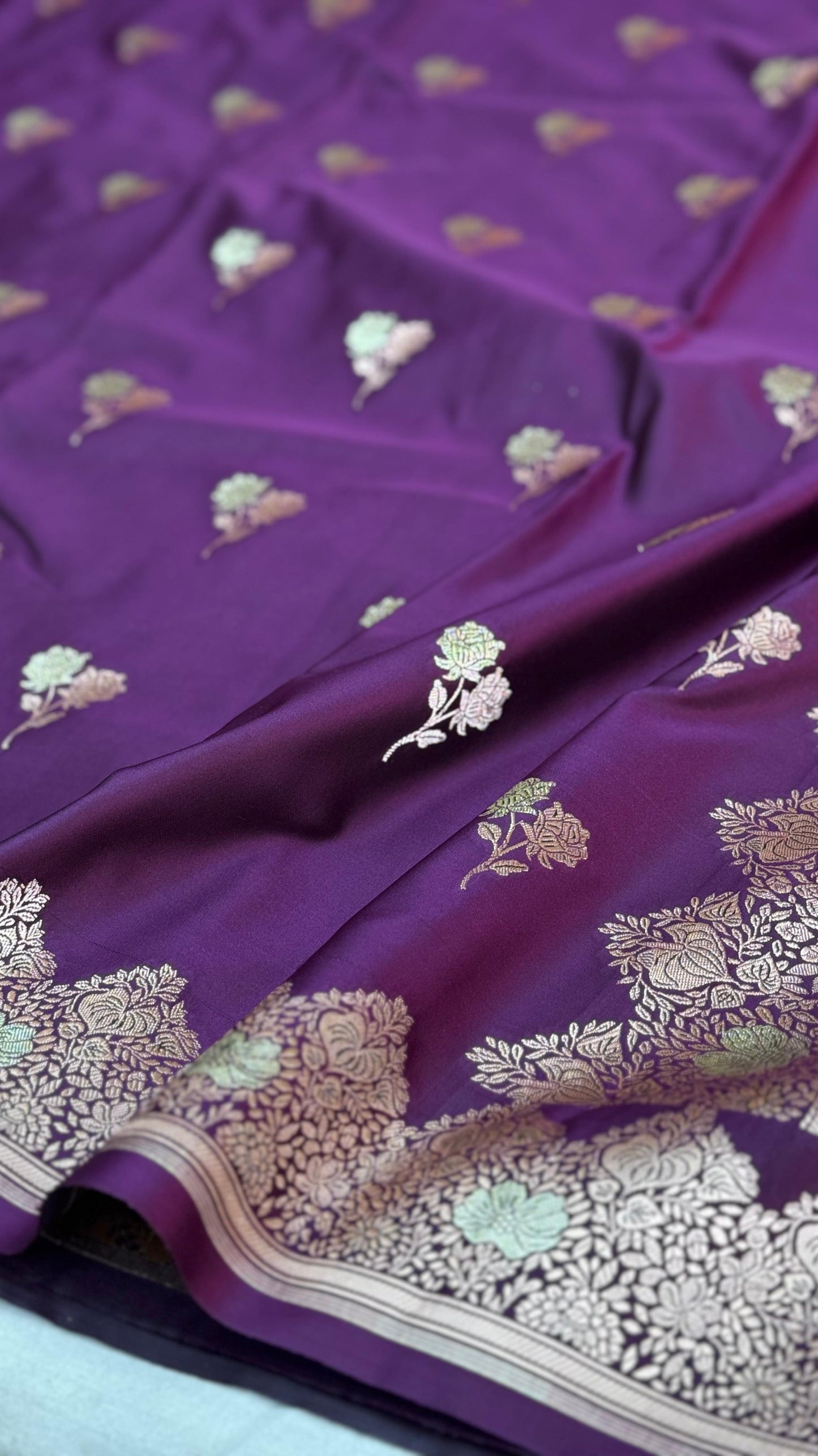 Banarasi Mashru Silk Saree Purple