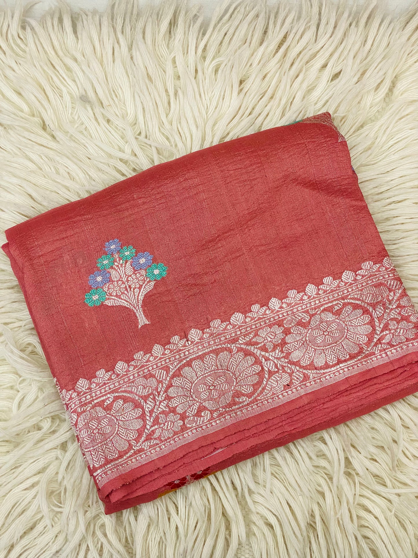 Pure Tussar Handloom Kaduwa Weave Saree Rust Elegance with Meenakari Buta ( Noor-e-Tussar )