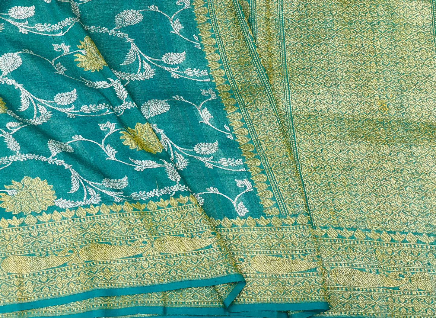 Pure Tussar Handloom Kaduwa Weave Saree Teal Green ( Noor-e-Tussar )
