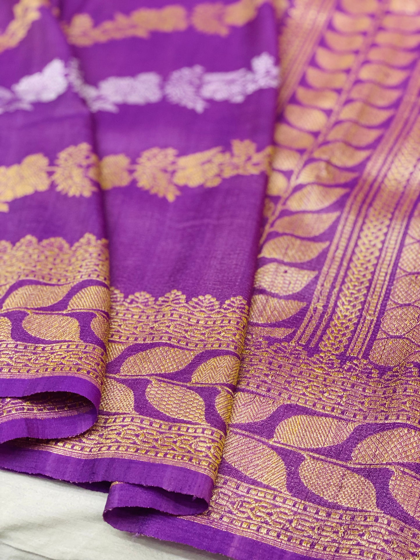Pure Tussar Handloom Kaduwa Weave Saree Royal Violet ( Noor-e-Tussar )