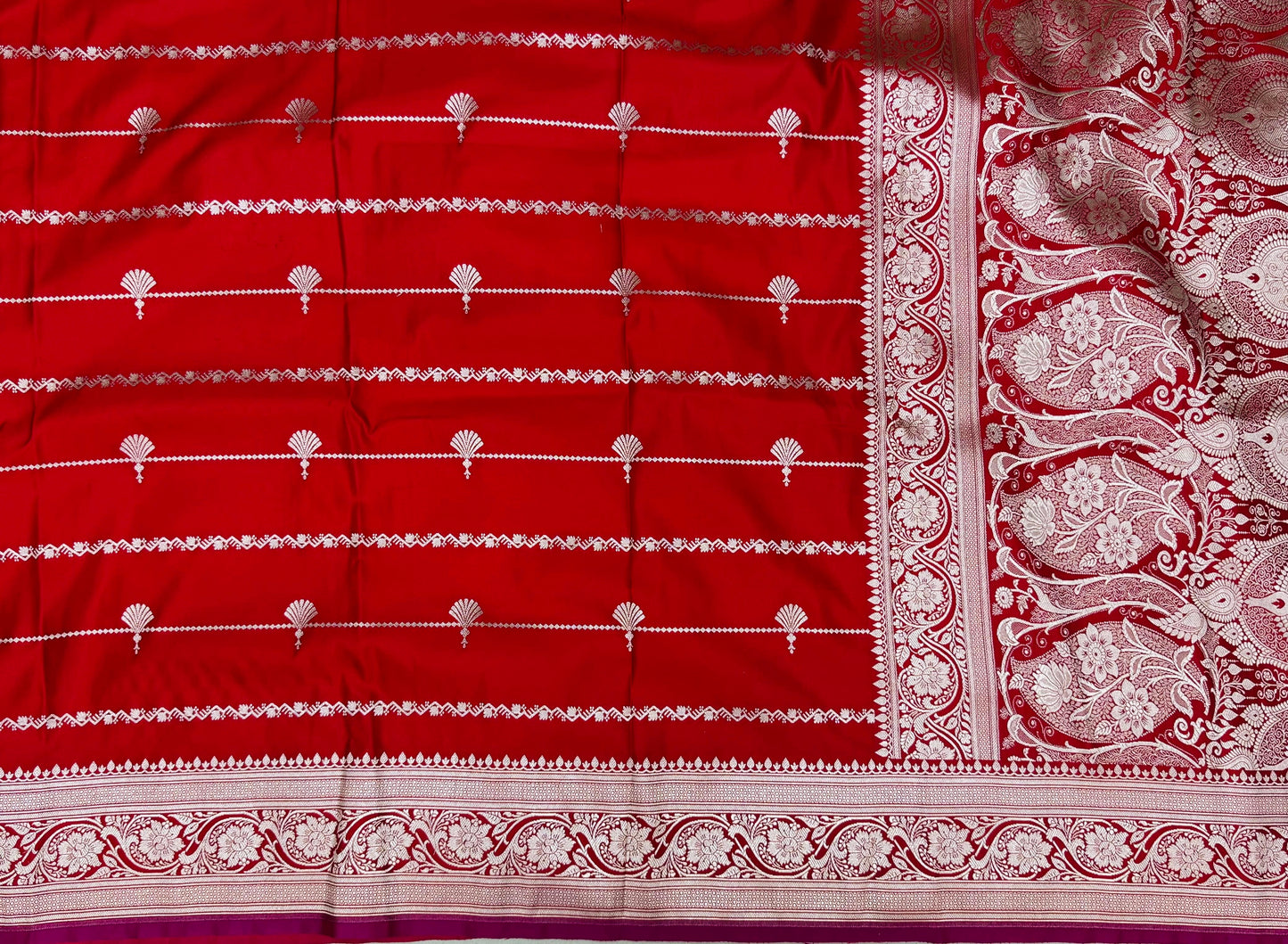 Pure Mashru silk Buti Saree Stripe (Mashravi)
