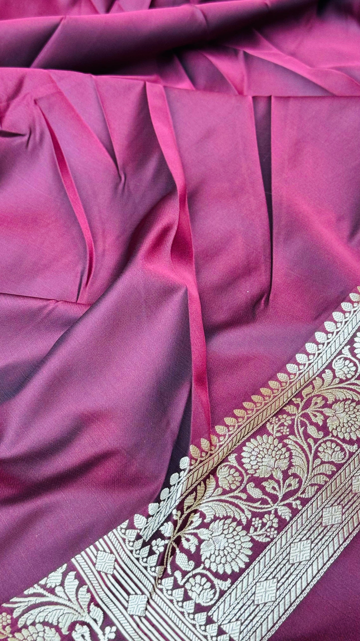 Pure Mashru Silk Alfi Buta Saree Wine Maroon (Mashravi)