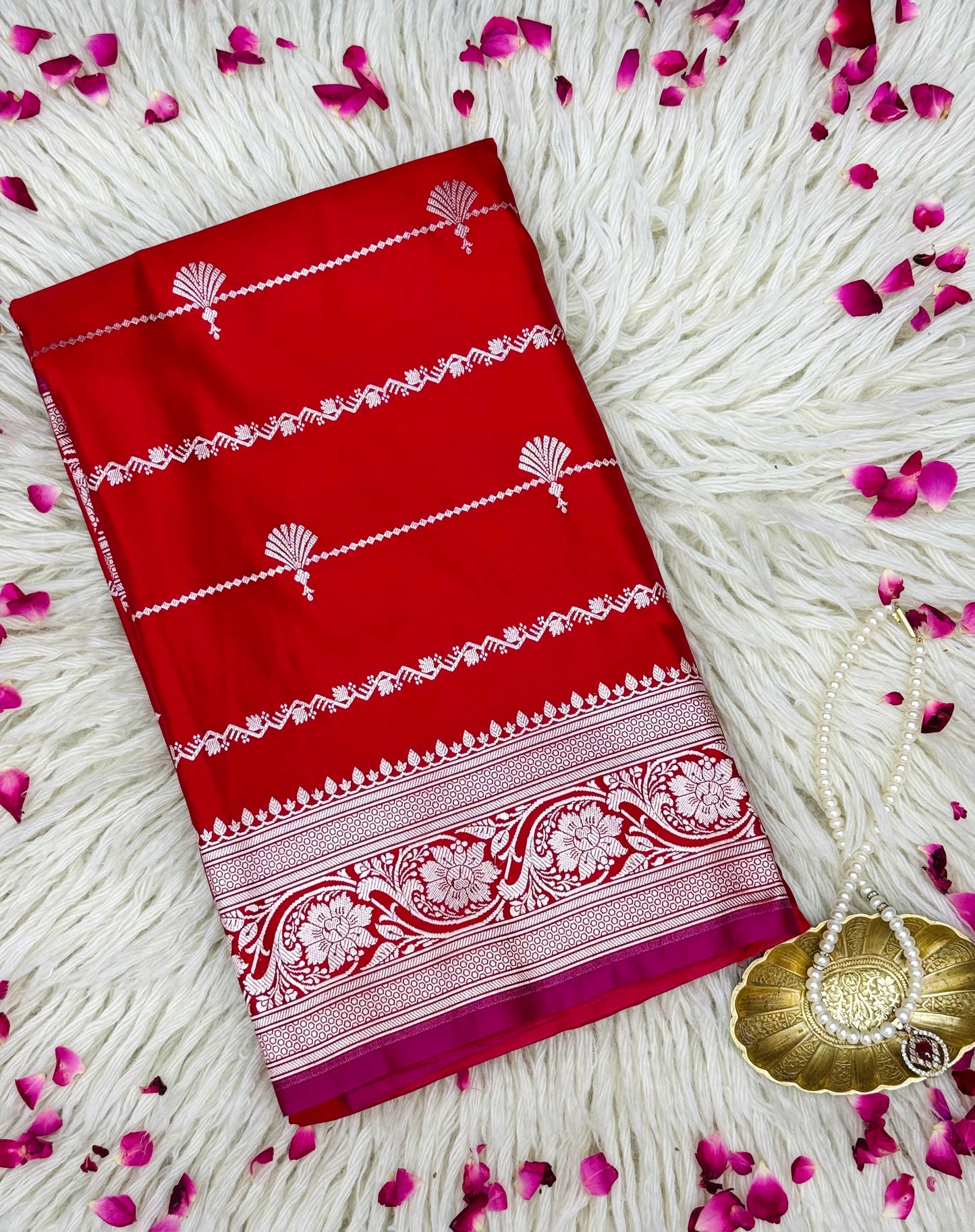 Pure Mashru silk Buti Saree Stripe (Mashravi)