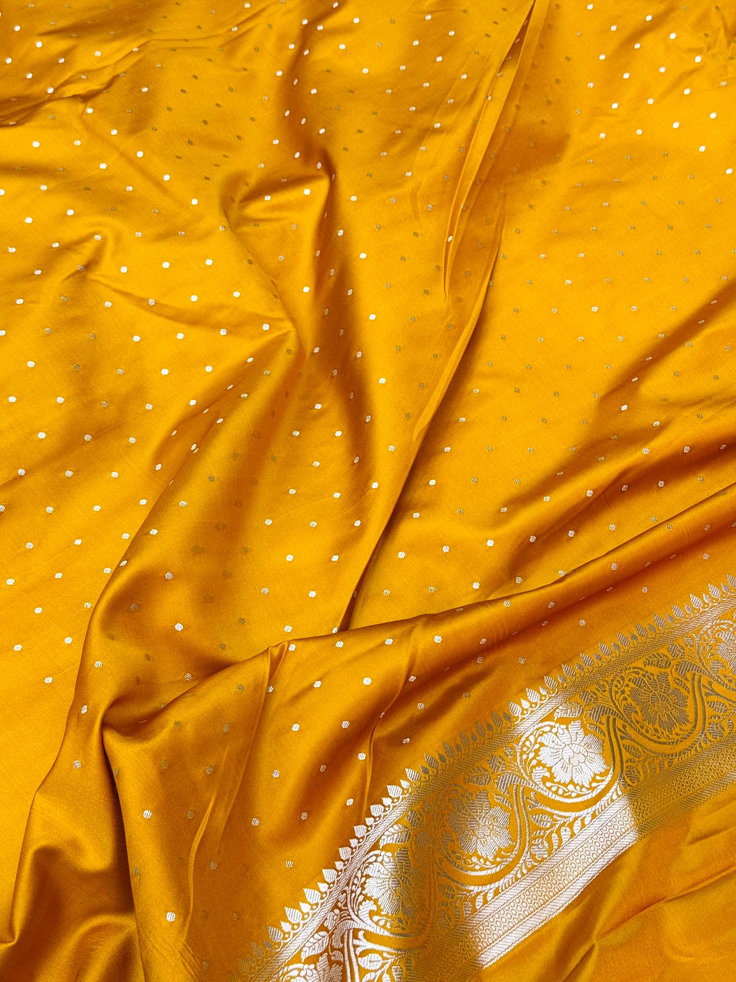Pure Mashru Silk Jaal Saree Yellow (Mashravi)