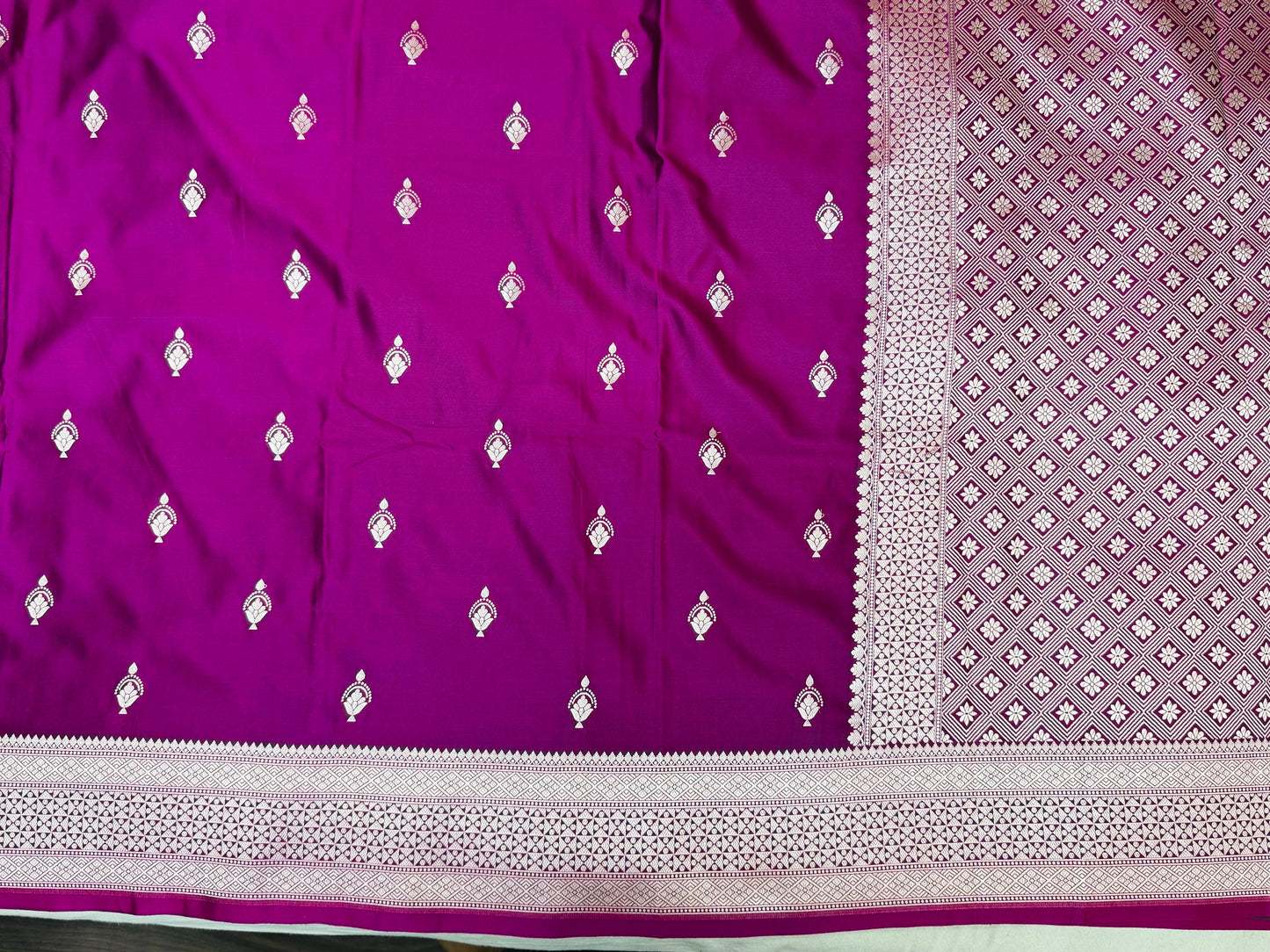 Pure Mashru Silk Buti Saree Purple (Mashravi)