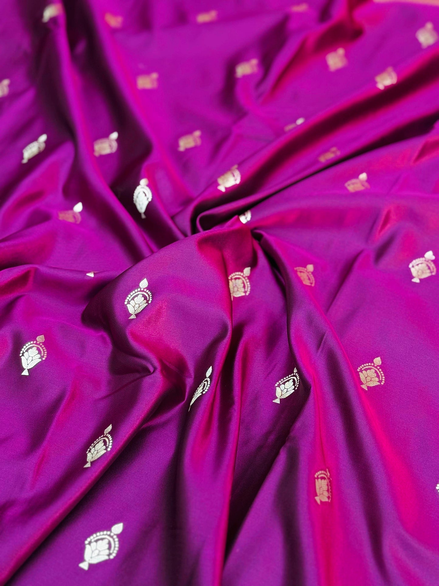 Pure Mashru Silk Buti Saree Purple (Mashravi)