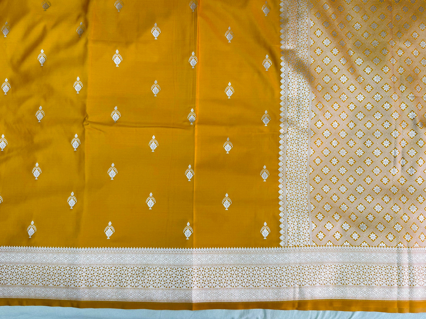 Pure Mashru Silk Buti Saree Yellow (Mashravi)