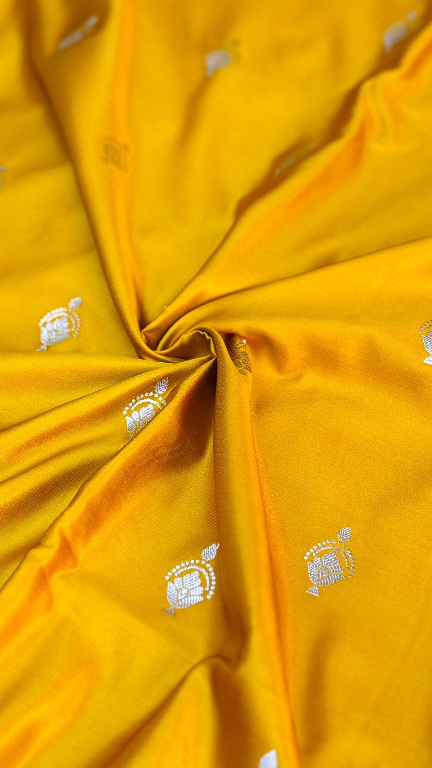 Pure Mashru Silk Buti Saree Yellow (Mashravi)