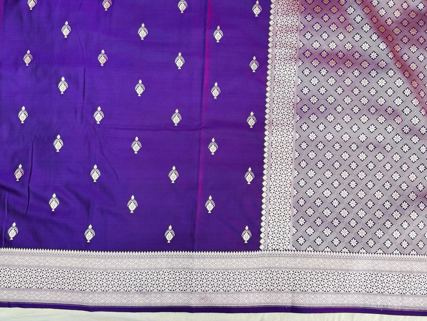 Pure Mashru Silk Buti Saree Violet (Mashravi)