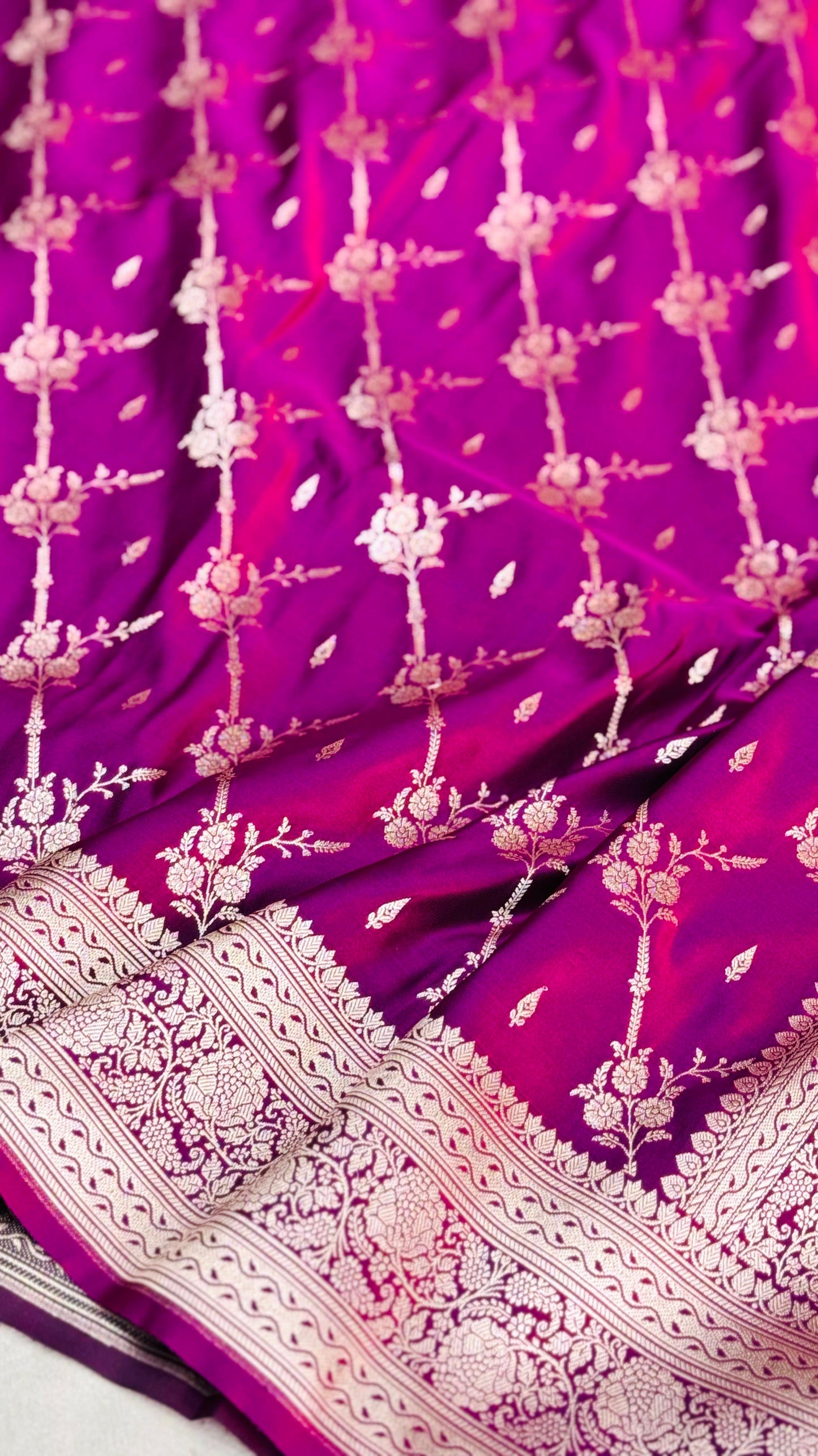 Pure Mashru Silk Jaal Saree Purple (Mashravi)