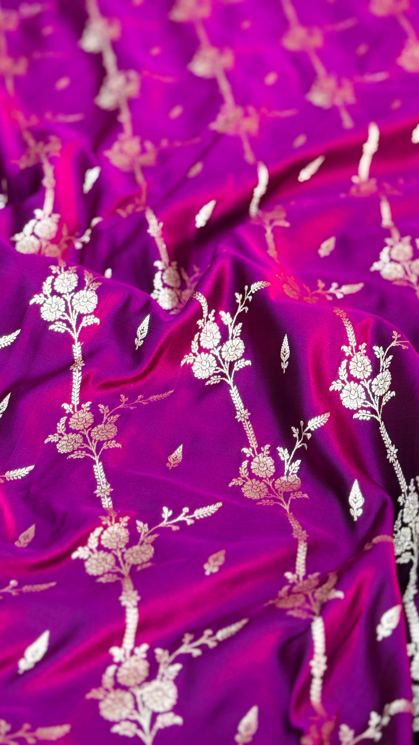 Pure Mashru Silk Jaal Saree Purple (Mashravi)
