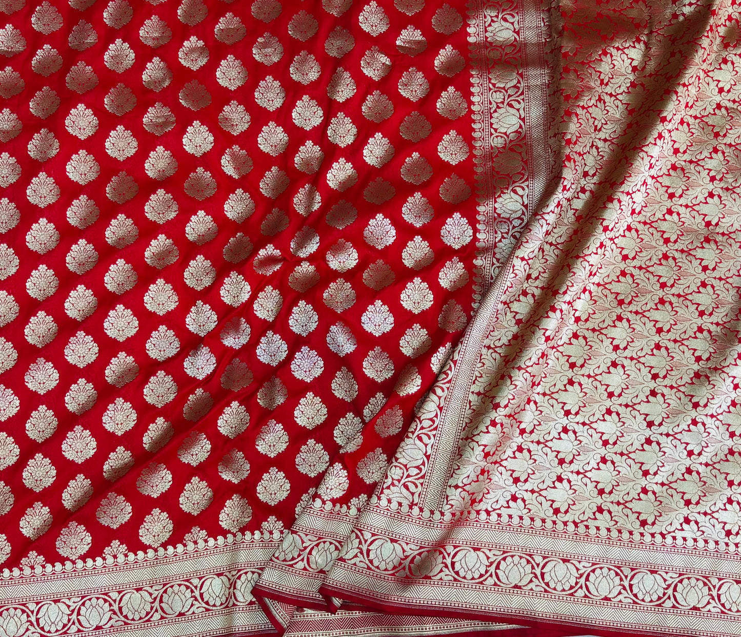 Banarasi Katan Silk Saree Vermilion Red