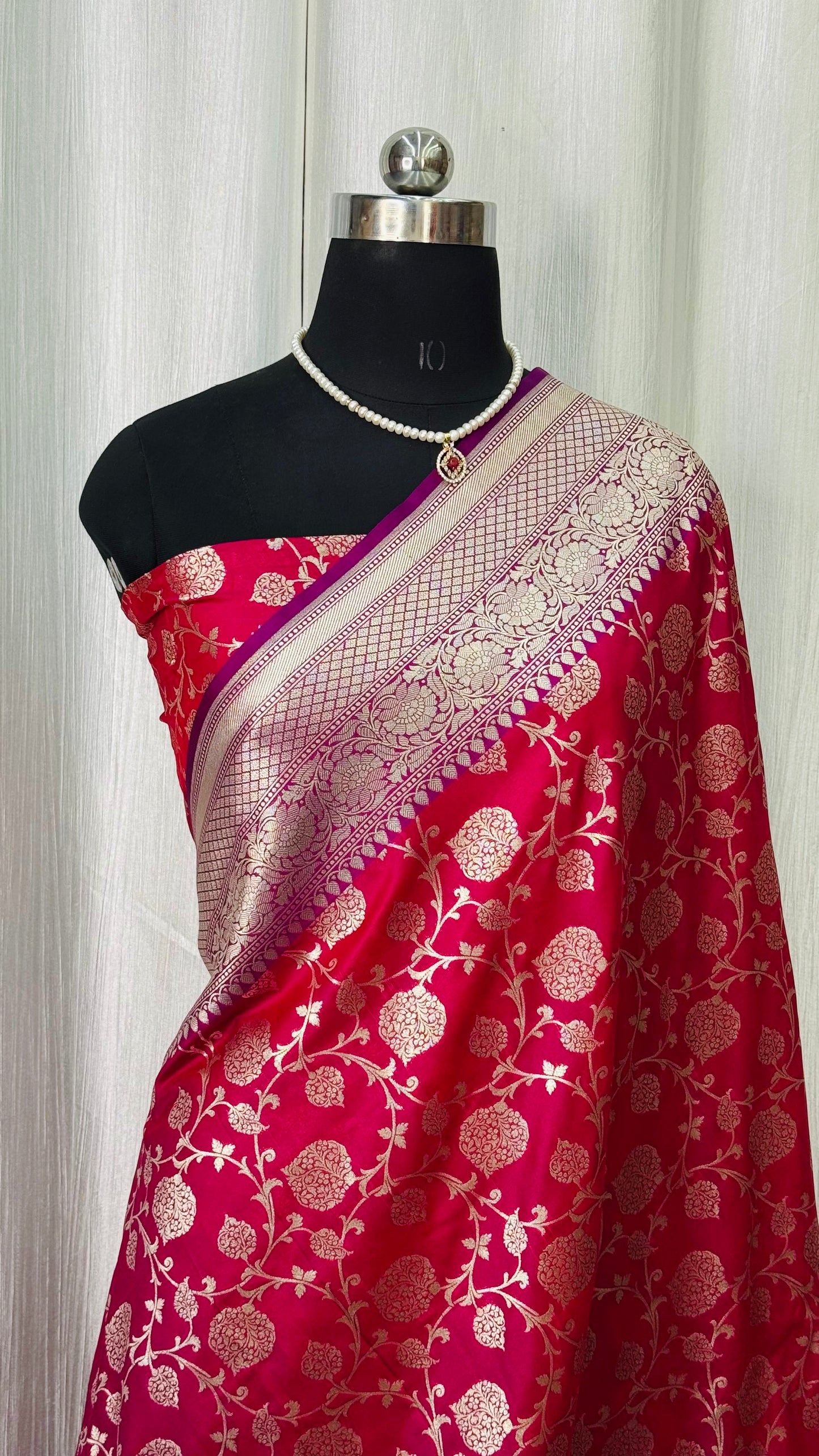 Banarasi Katan Silk Saree Magenta