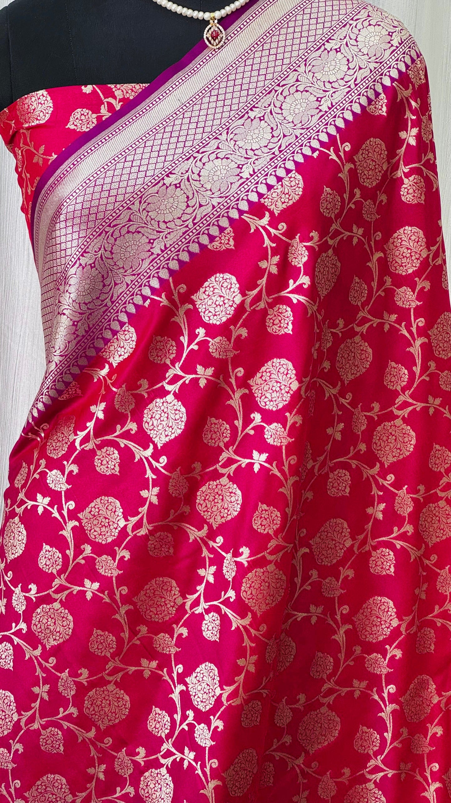 Banarasi Katan Silk Saree Magenta