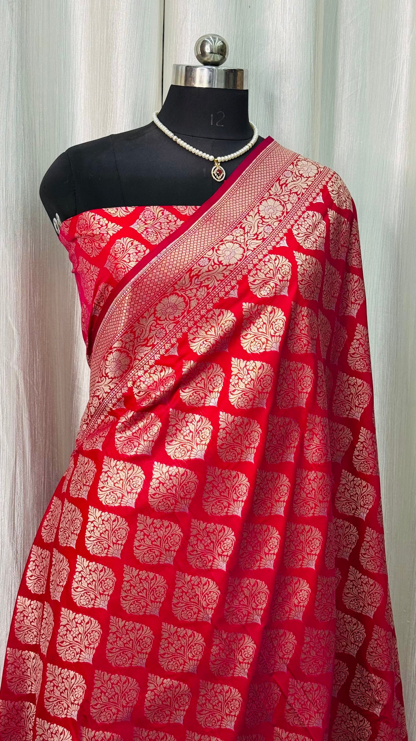 Banarasi Katan Silk Saree Chery Red