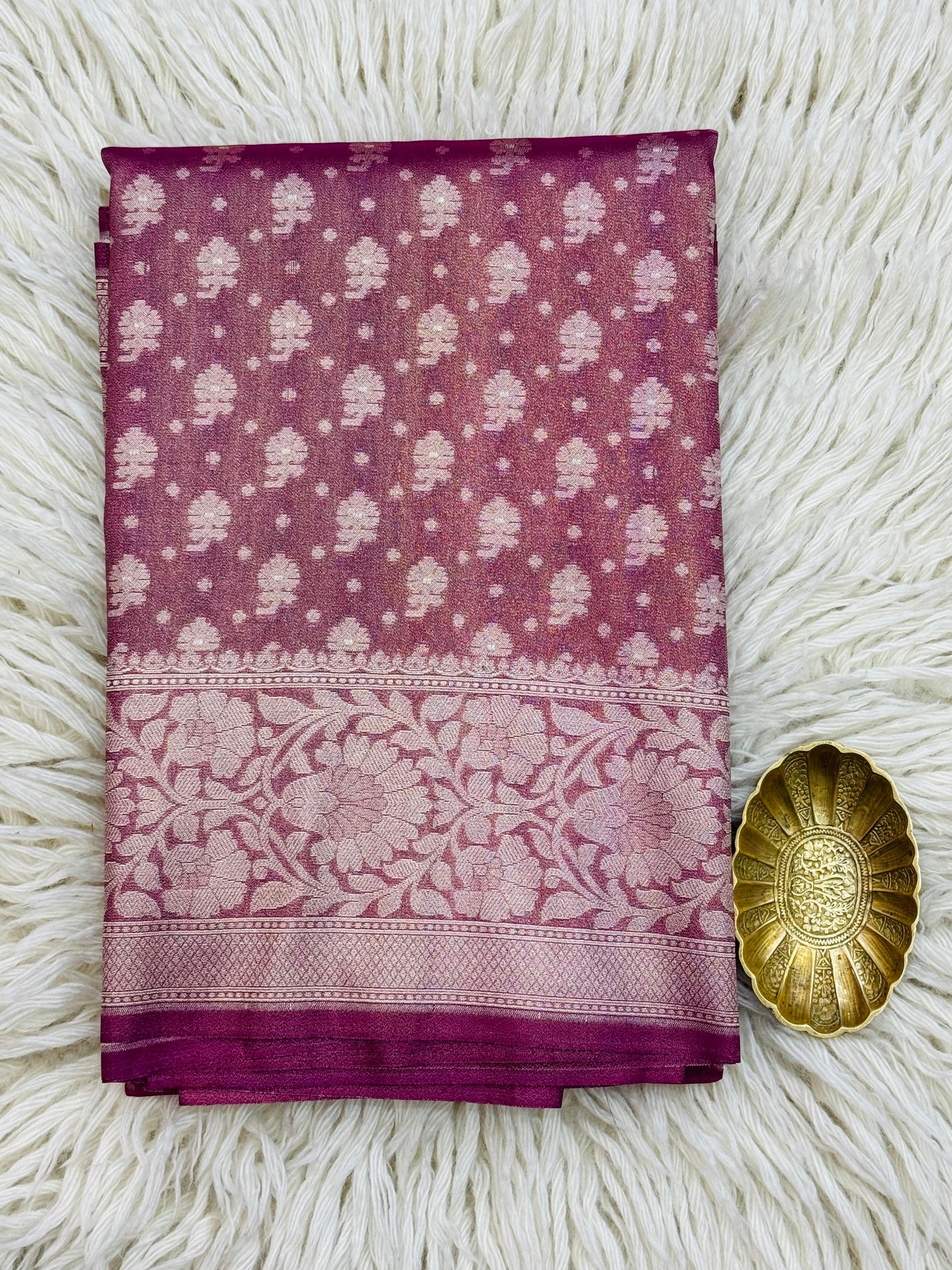 Banarasi Katan Tissue Saree Rani Pink
