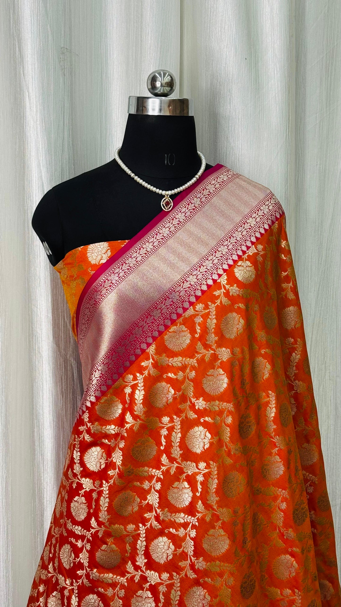 Banarasi Katan Silk Saree Orange