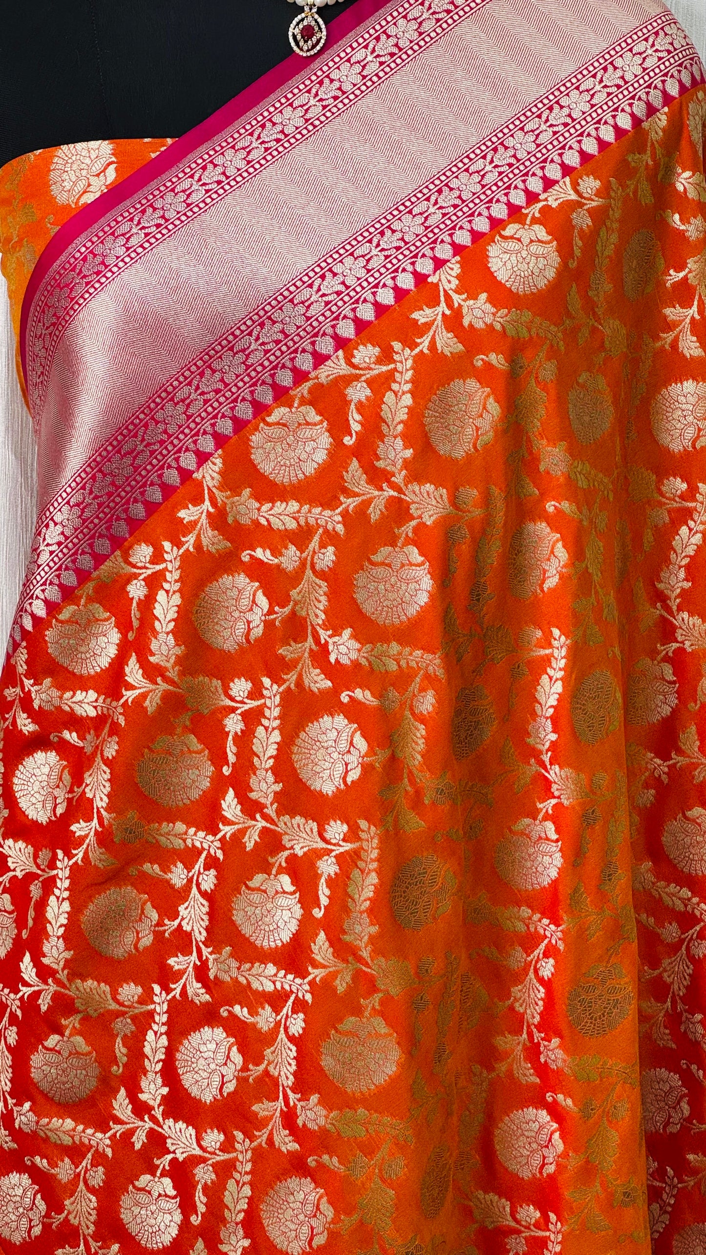 Banarasi Katan Silk Saree Orange