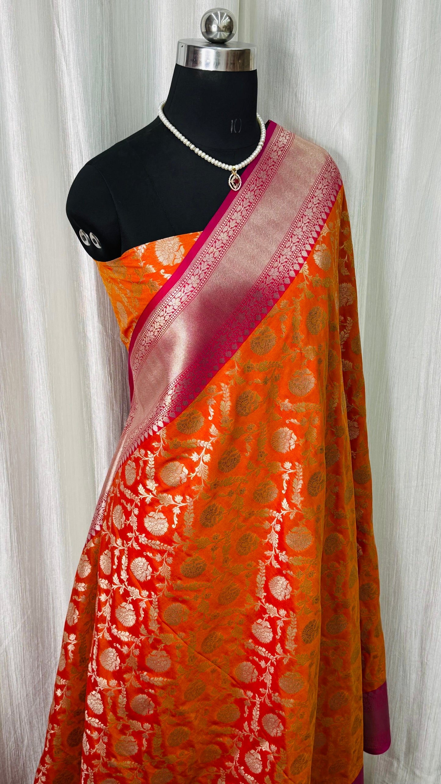 Banarasi Katan Silk Saree Orange