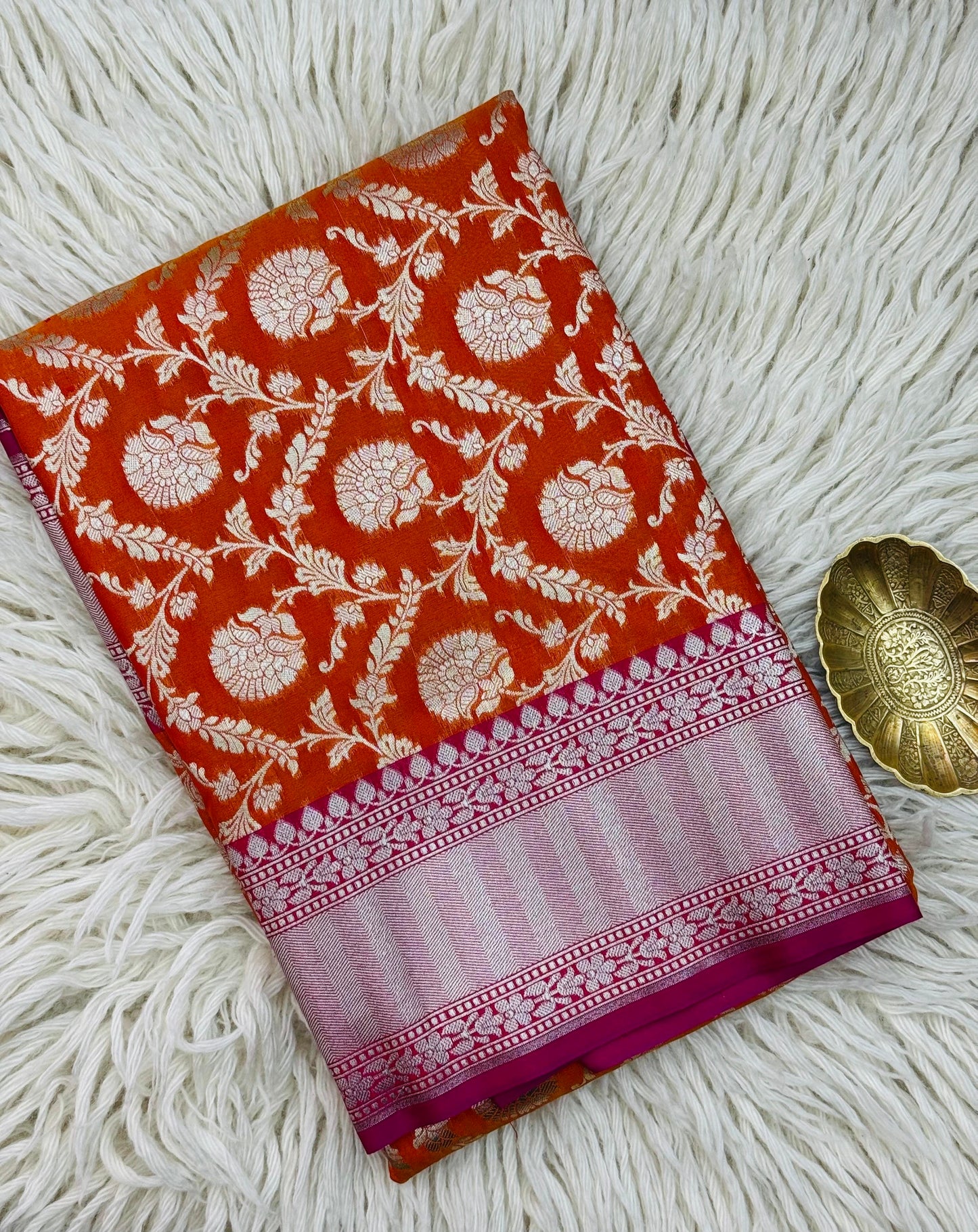 Banarasi Katan Silk Saree Orange