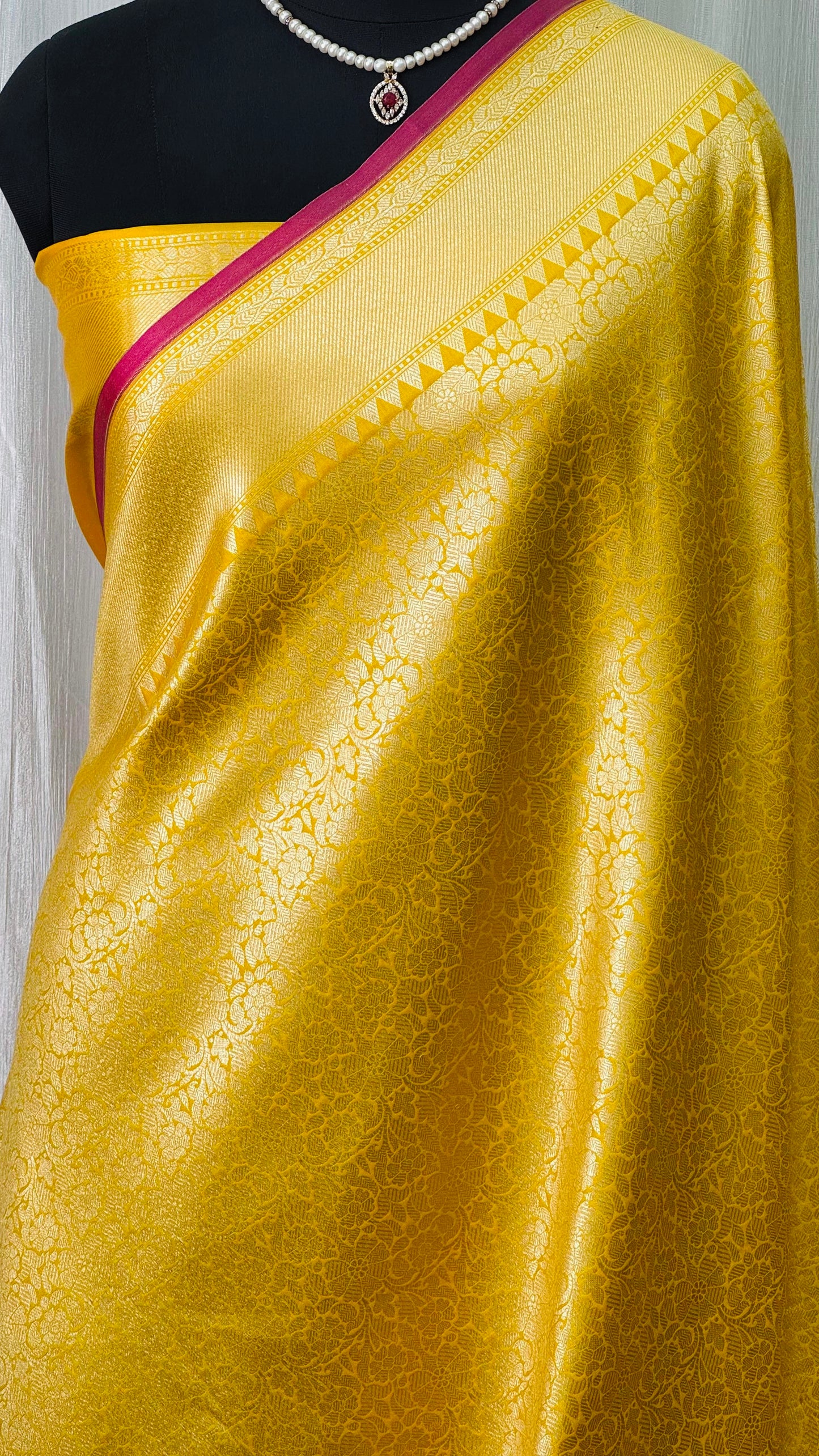 Banarasi katan Tissue Brocade Saree Yellow