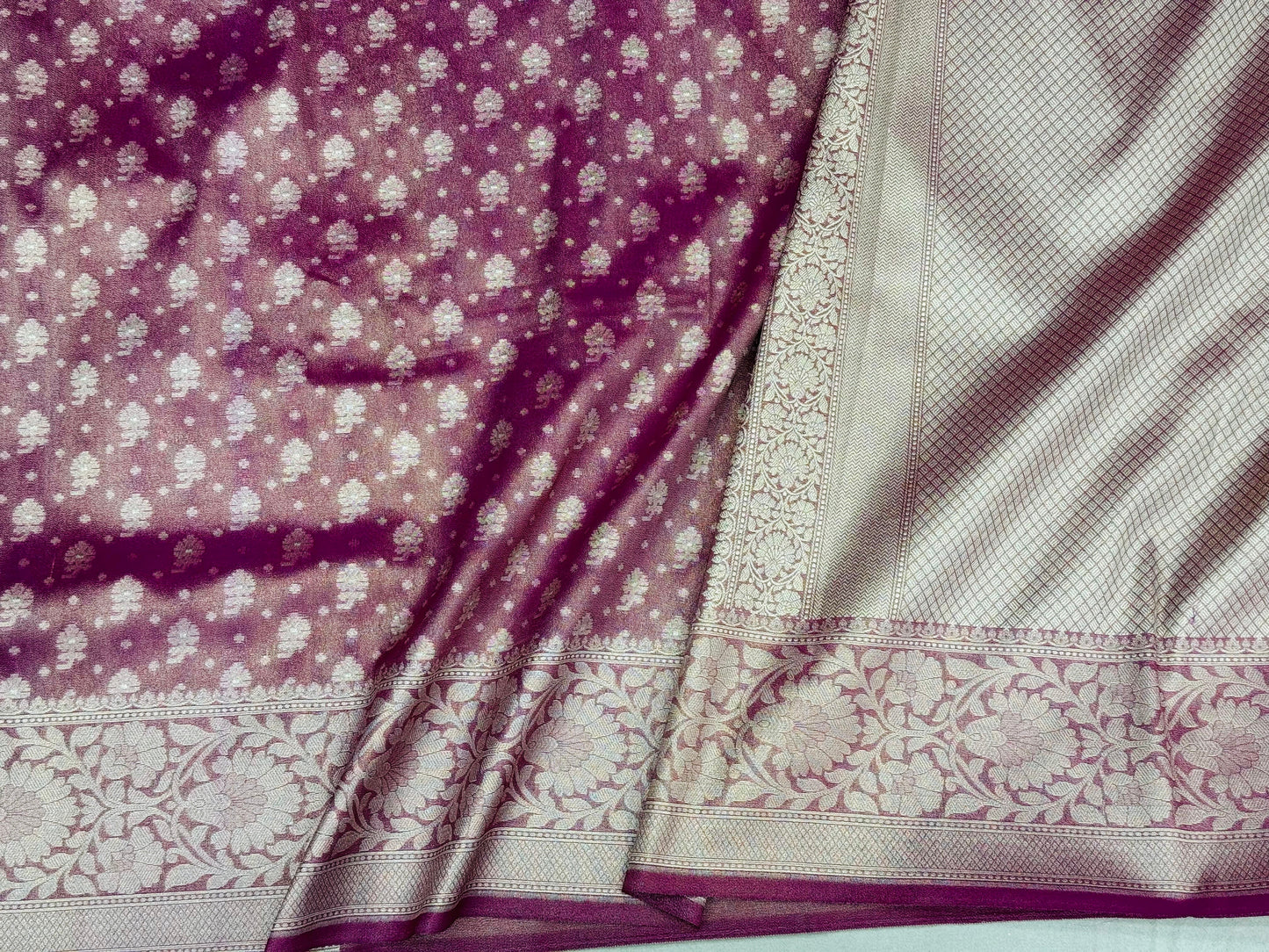 Banarasi Katan Tissue Saree Rani Pink