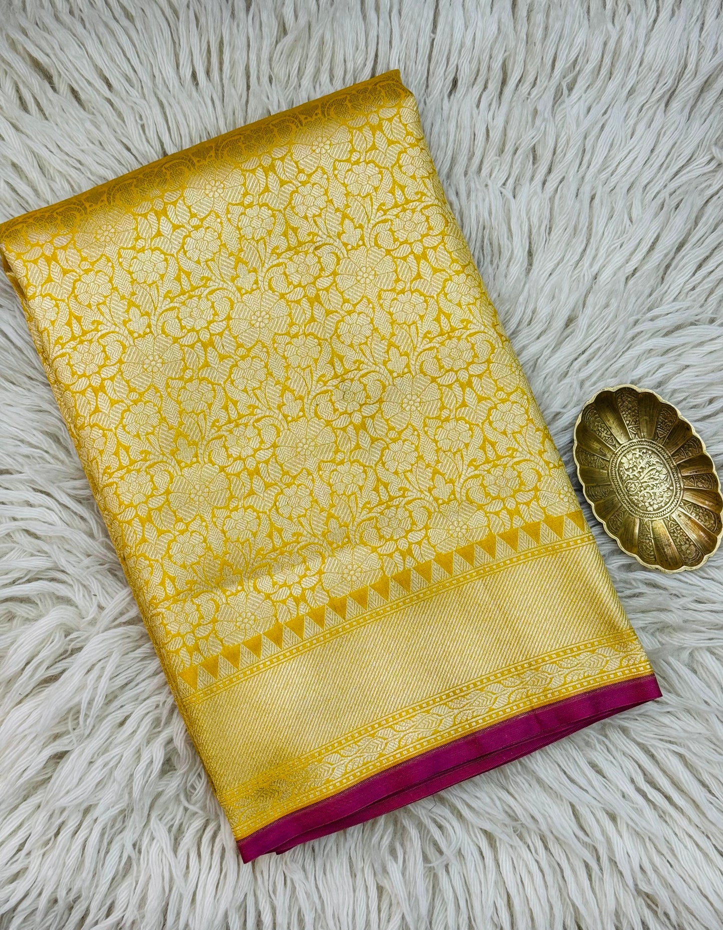 Banarasi katan Tissue Brocade Saree Yellow
