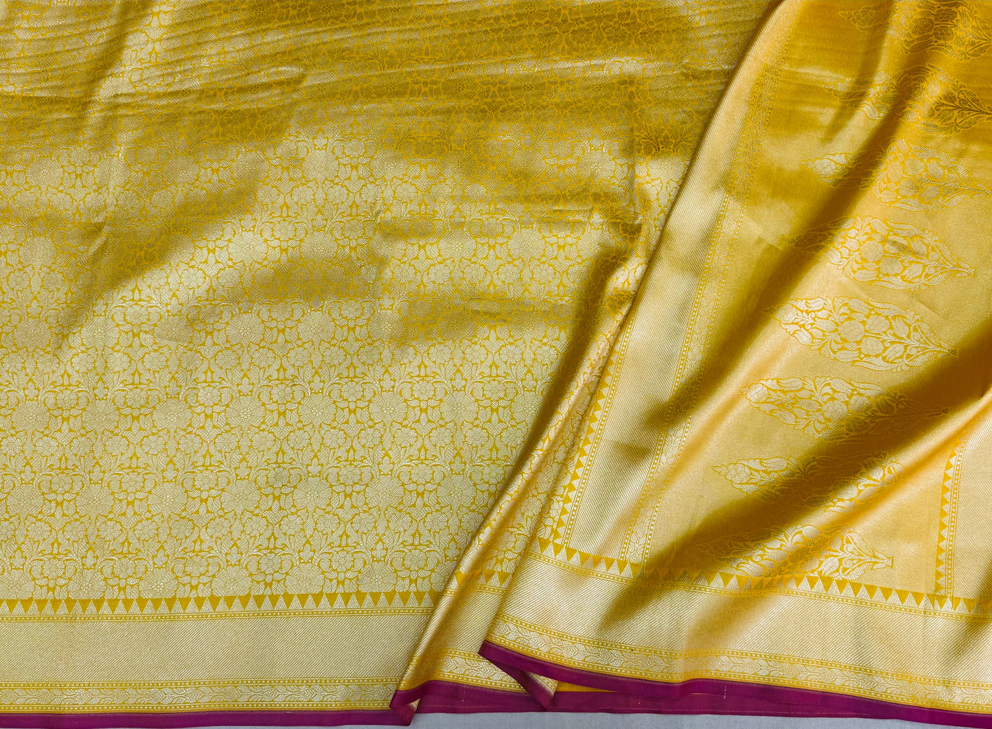Banarasi katan Tissue Brocade Saree Yellow