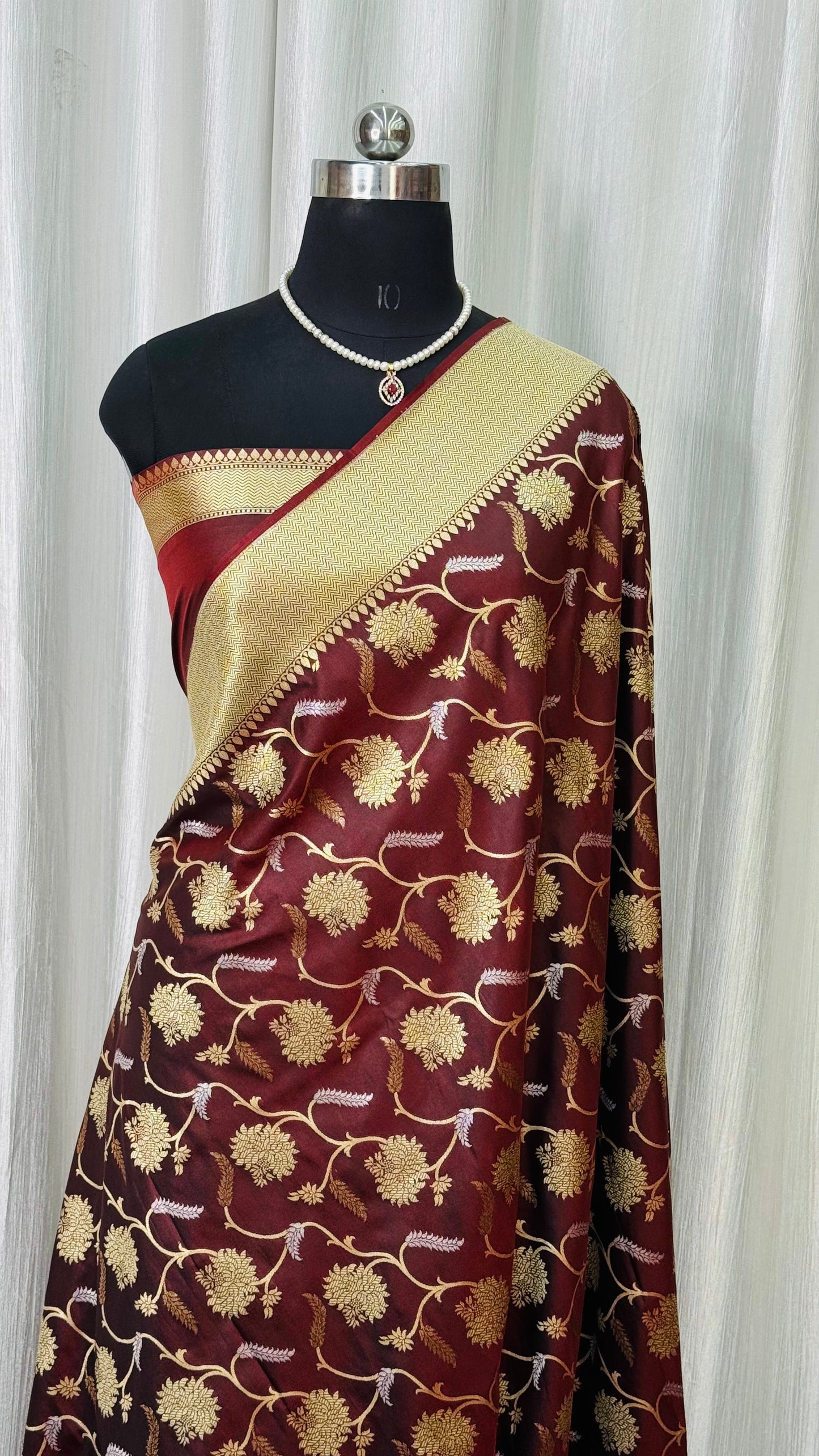 Banarasi Katan Silk Saree Brown