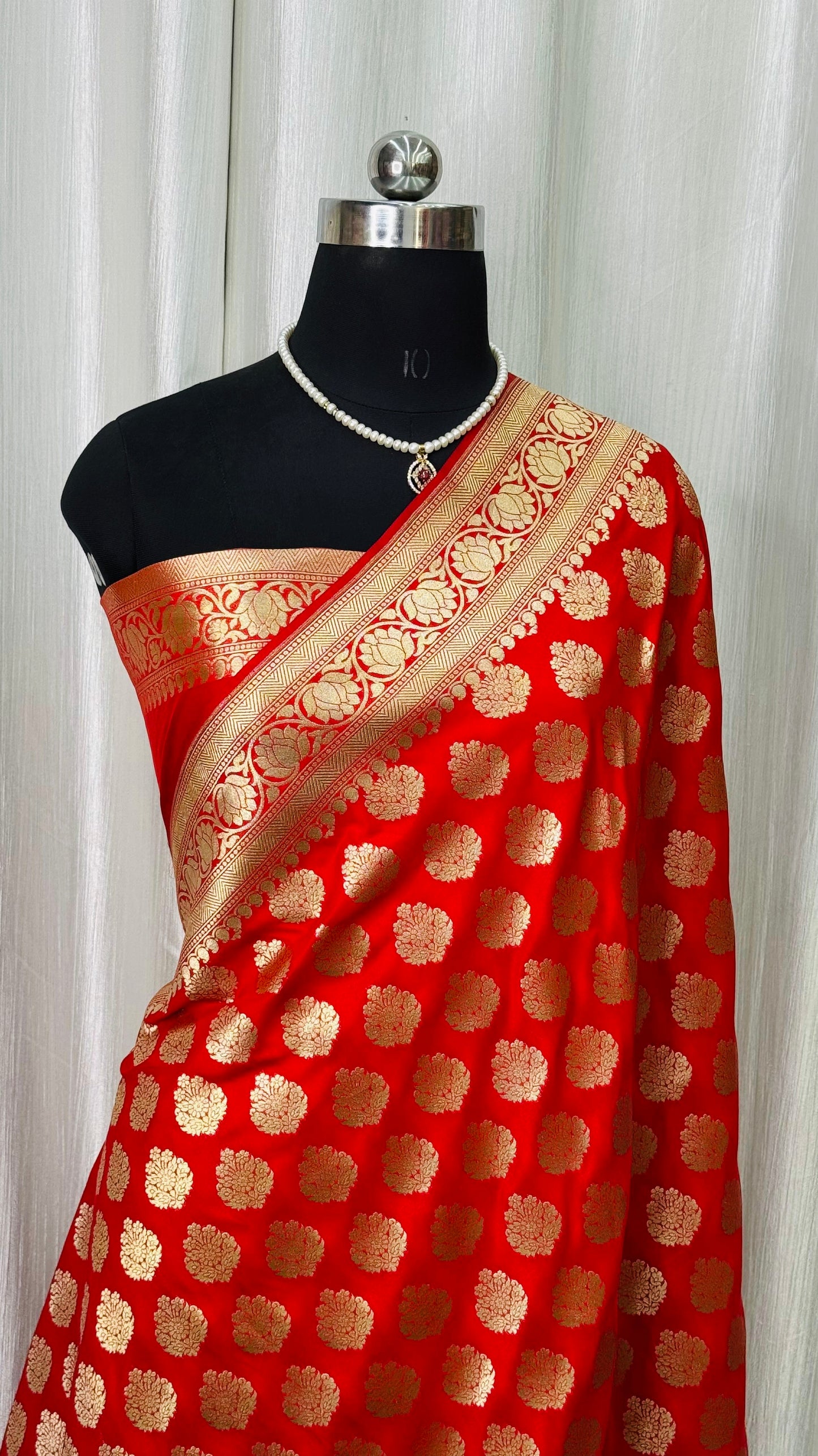 Banarasi Katan Silk Saree Vermilion Red