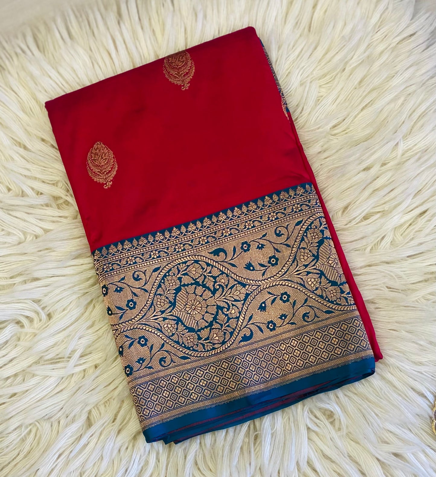 RUDHIR (Pure Katan Crimson Red Saree)