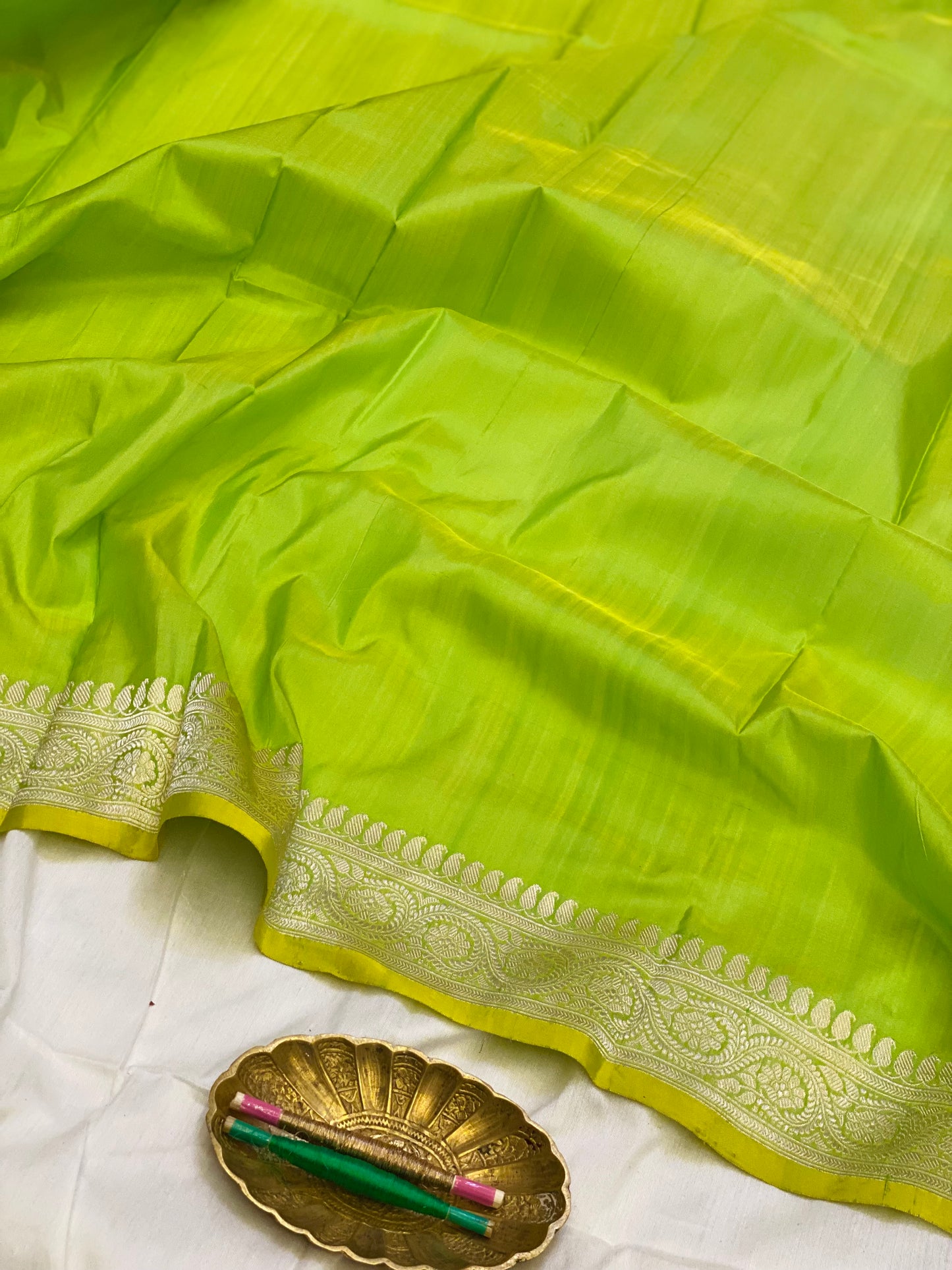 HARIT MEENA (Pure Katan Bright Green Saree)