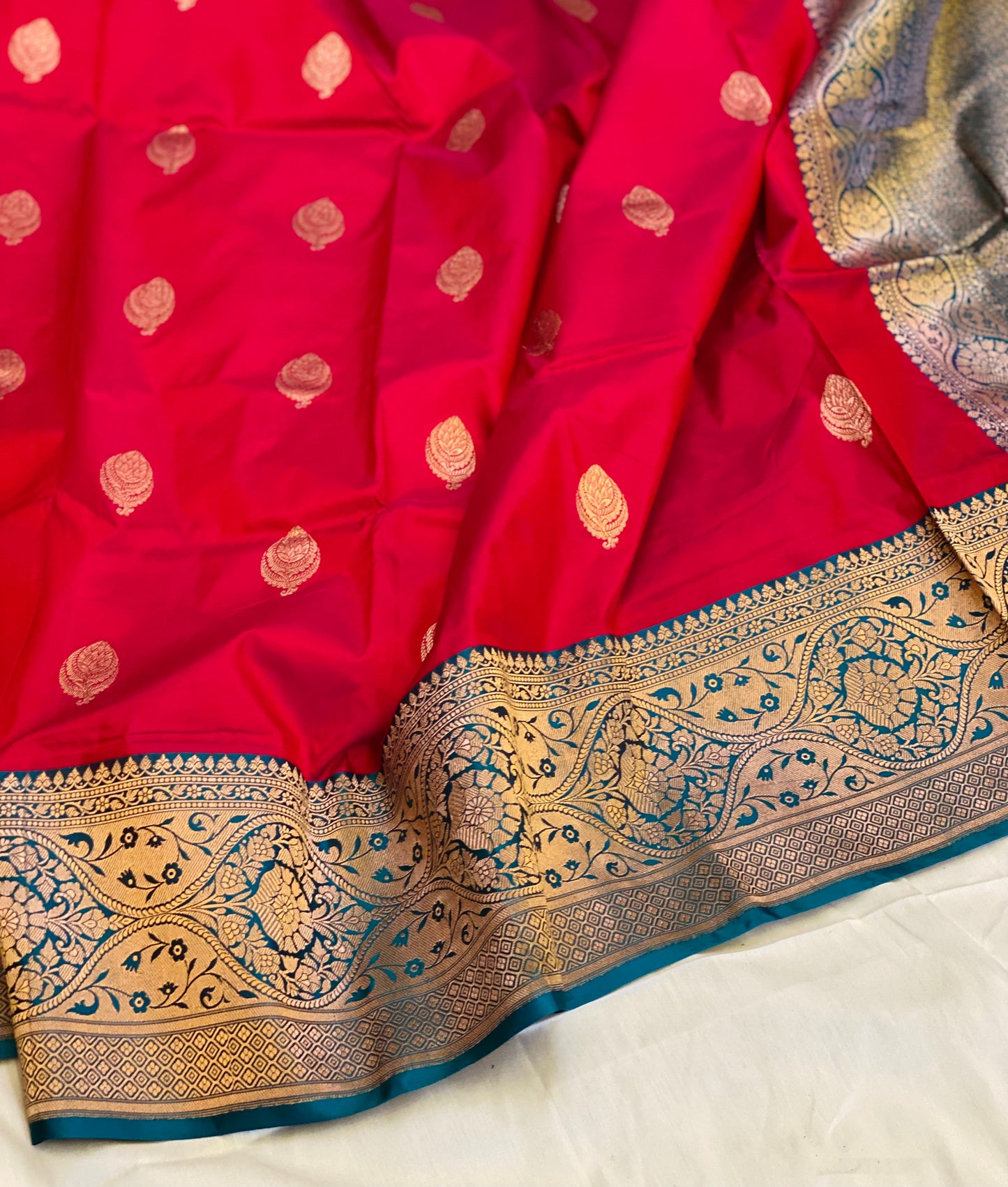 RUDHIR (Pure Katan Crimson Red Saree)