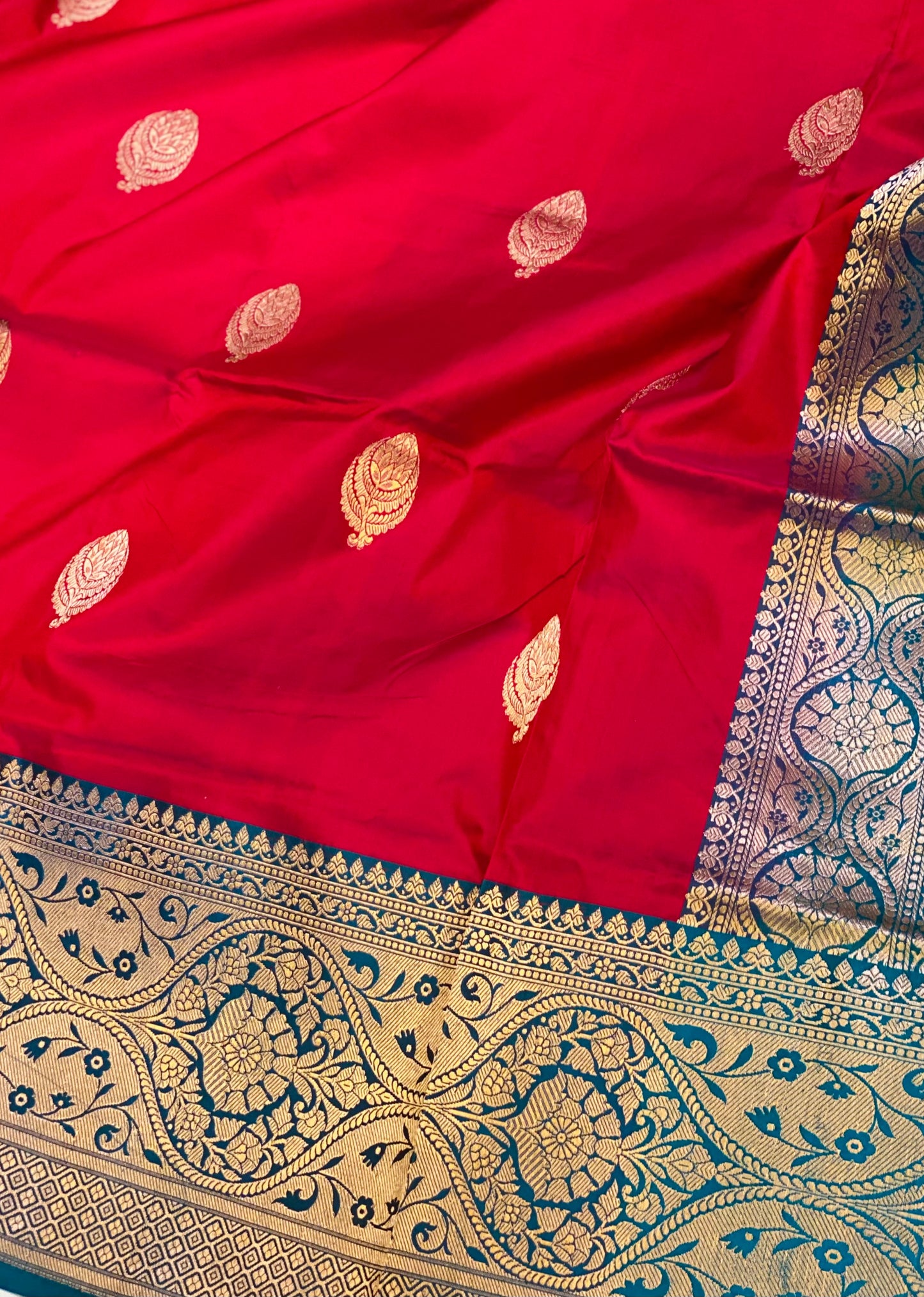 RUDHIR (Pure Katan Crimson Red Saree)