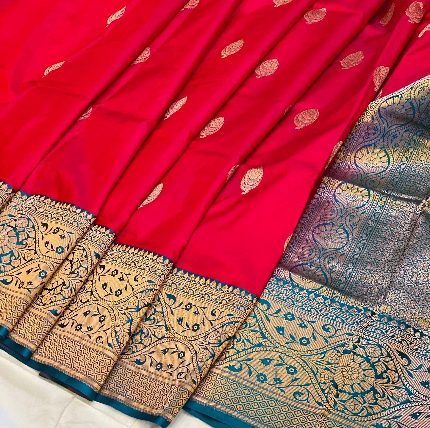 RUDHIR (Pure Katan Crimson Red Saree)