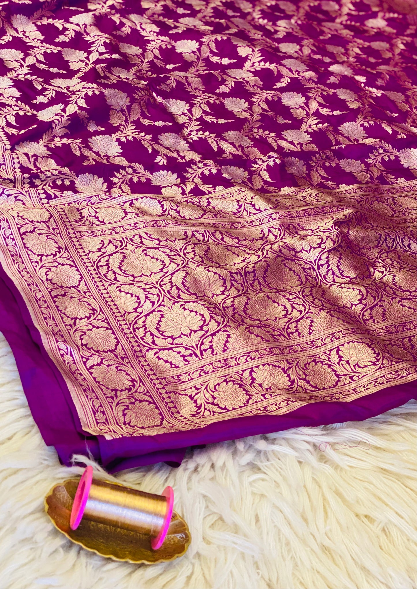JAMBU RANJANA (Pure Katan Silk Monga Jal Sona Roopa Zari Saree)