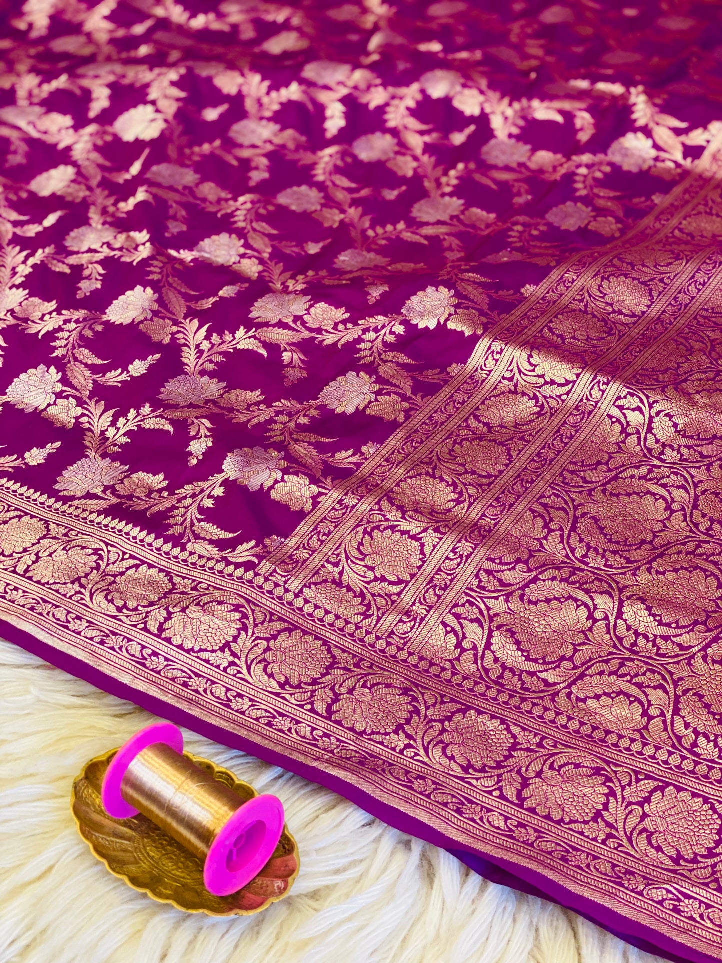 JAMBU RANJANA (Pure Katan Silk Monga Jal Sona Roopa Zari Saree)