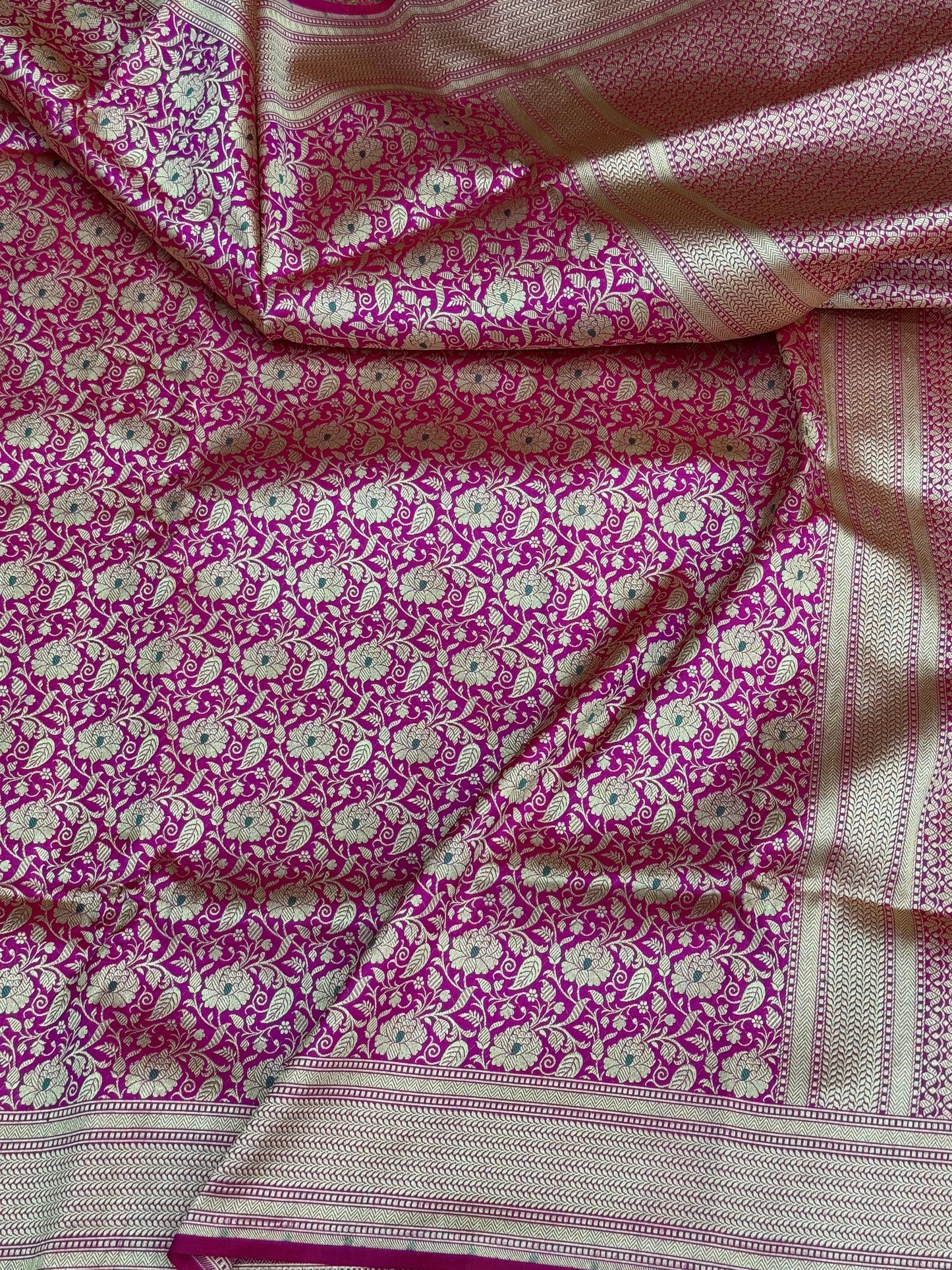 Pure Katan Silk Brocade Meenakari Saree Rani Pink (Brocade Meenakshi)