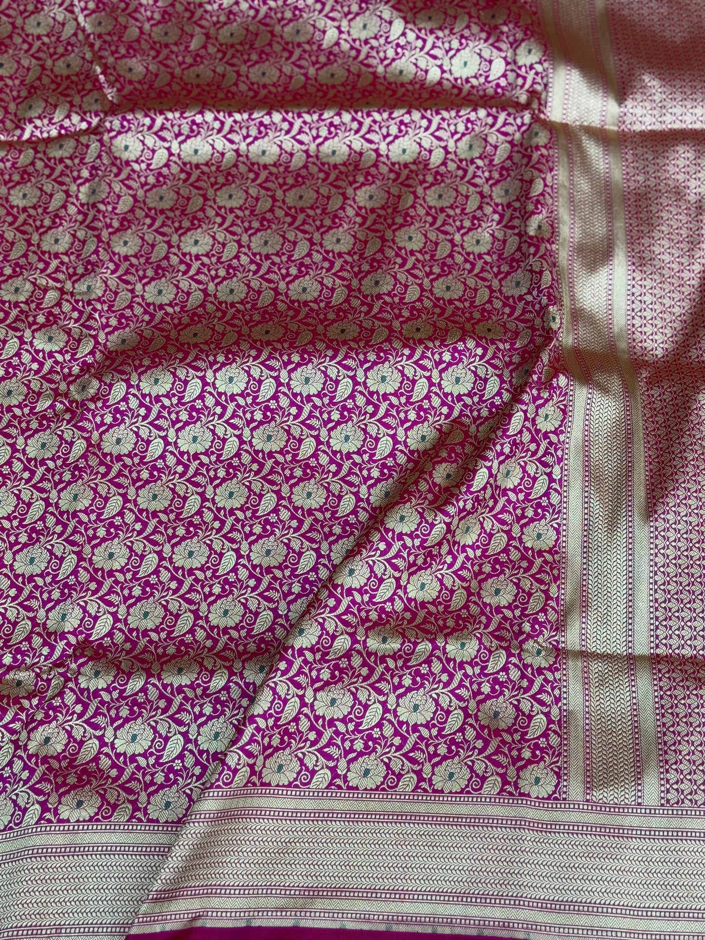Pure Katan Silk Brocade Meenakari Saree Rani Pink (Brocade Meenakshi)