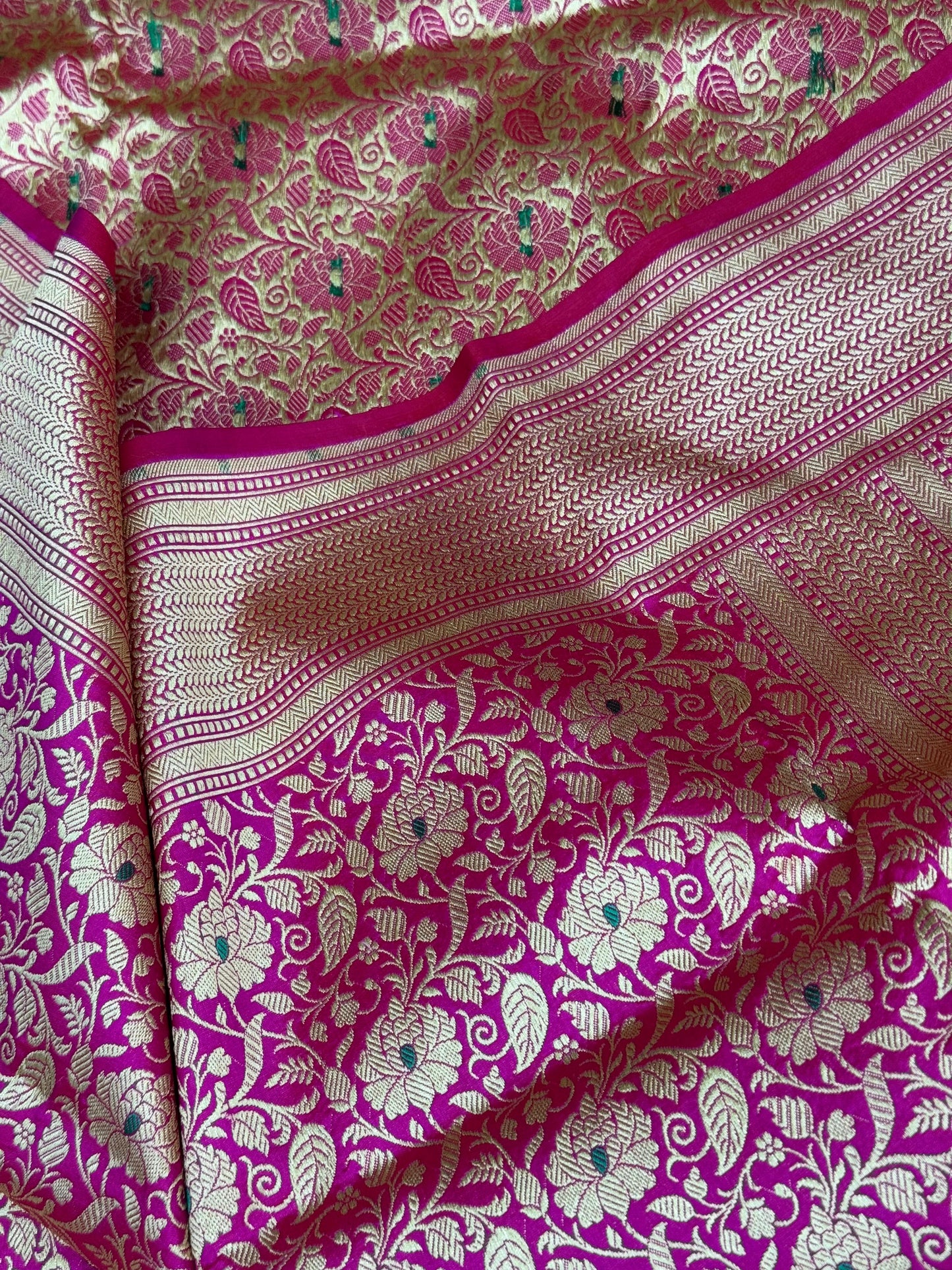 Pure Katan Silk Brocade Meenakari Saree Rani Pink (Brocade Meenakshi)