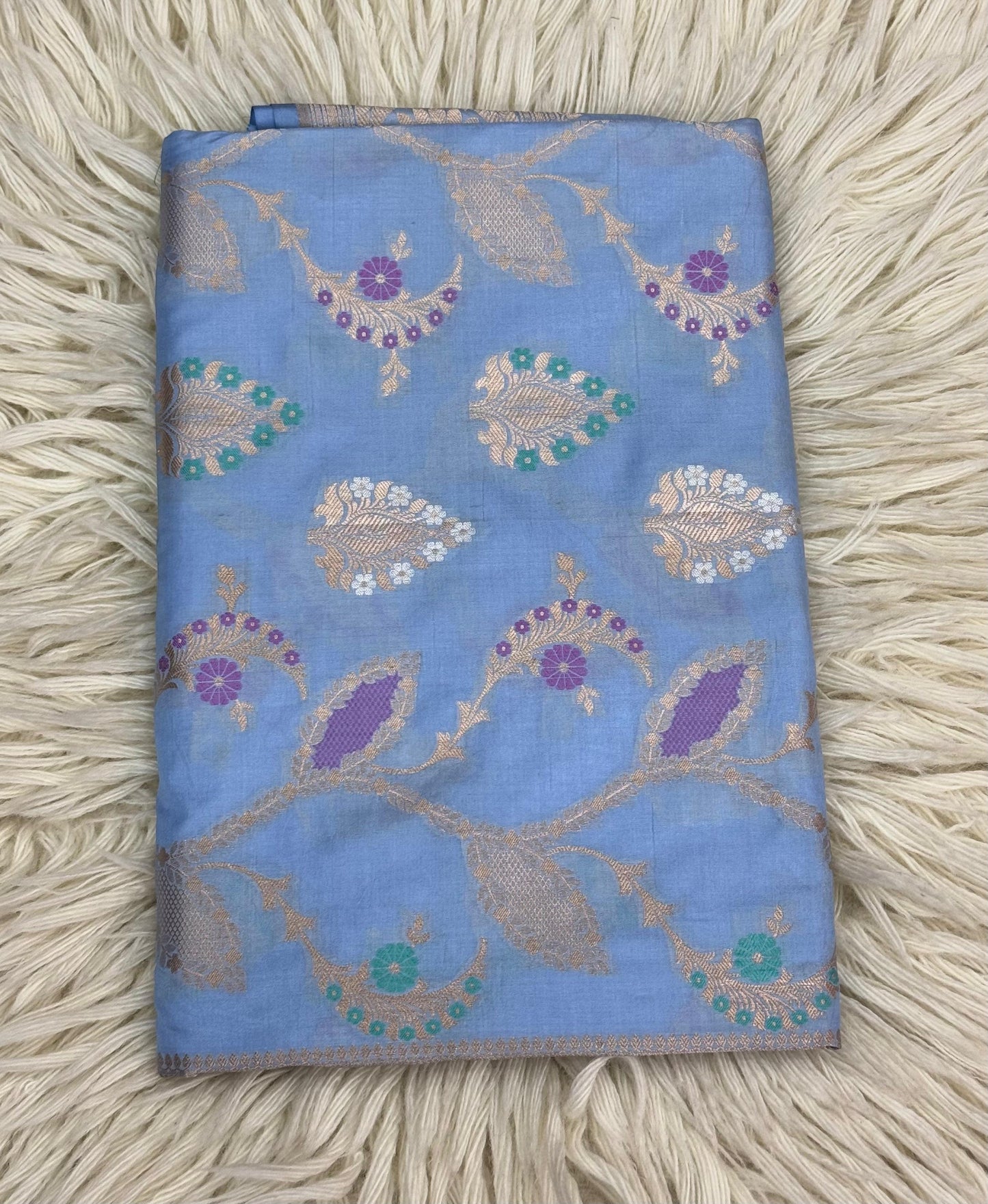 Pure Katan Silk Brocade Meenakari Saree Mint Green (Brocade Meenakshi)